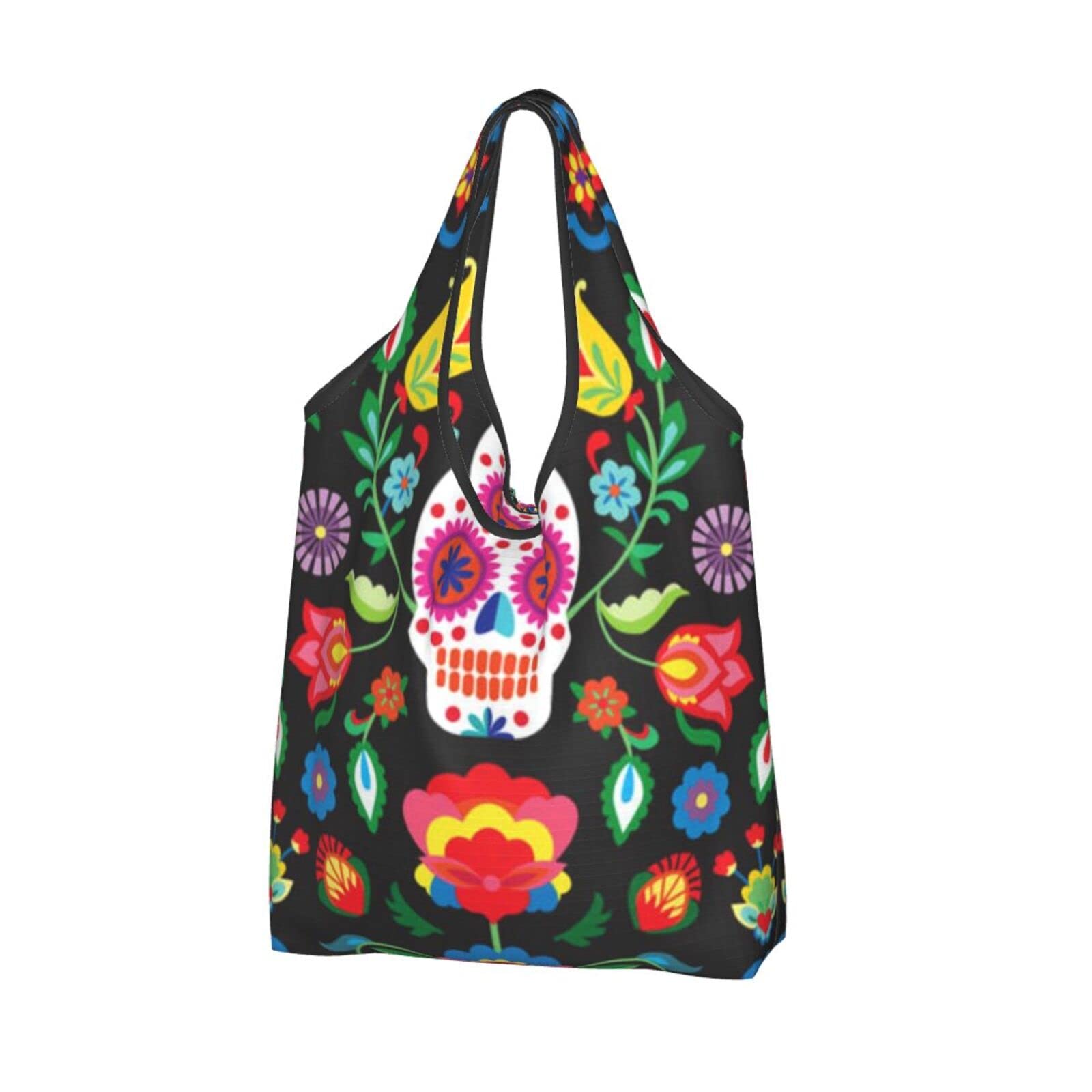 Eco-Friendly Reusable Shopping Bags - Foldable Large Grocery Tote with Shoulder Strap, Washable Durable Waterproof Storage Bag for Groceries, Travel & Beach Trips