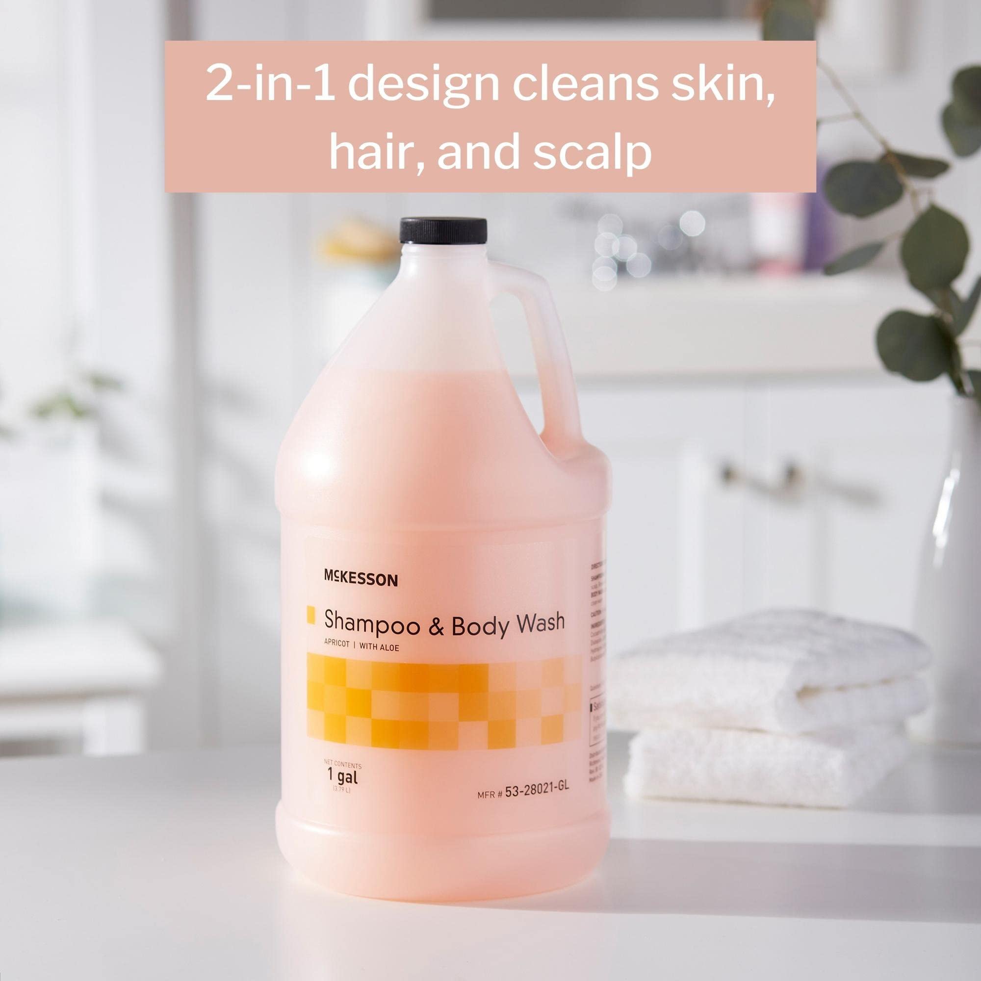 McKesson Aloe Vera Body Wash & Shampoo Combo - 1 Gallon Bulk Pack (4 Count) - Moisturizing Apricot Scent for Sensitive Skin | Ideal for Hospitals, Gyms & Home Use