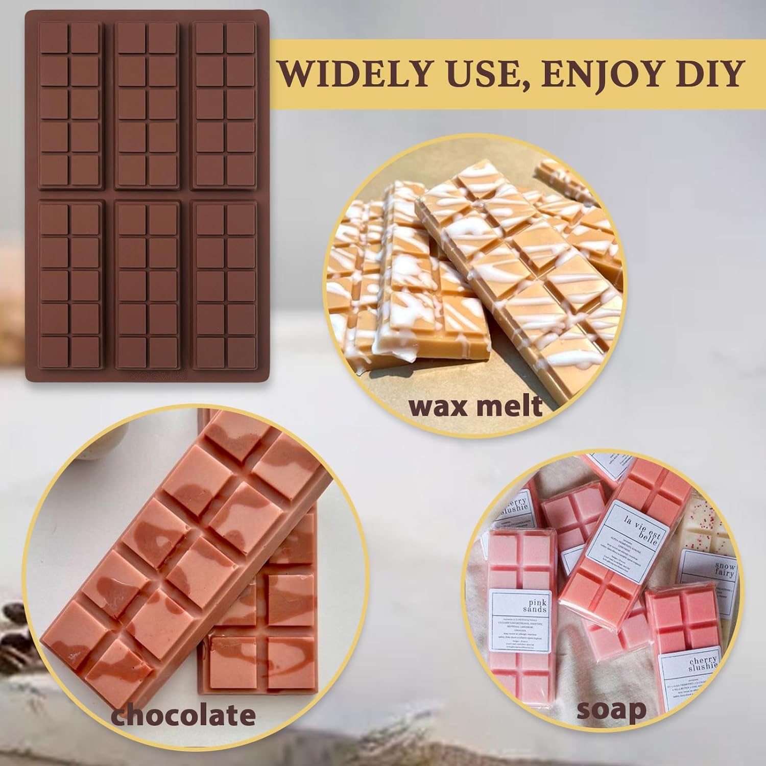 Premium Silicone Chocolate Molds Set - 60-Cell Non-Stick Break Apart Candy Molds for Baking, Energy Bars & Homemade Chocolates | Food Grade, BPA-Free | Perfect for Valentine's Day Gifts, Birthday Parties & DIY Dessert Making