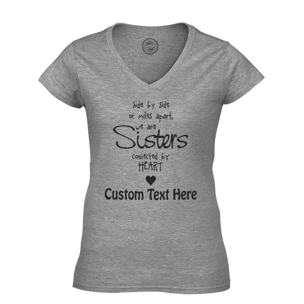 Premium Women's V-Neck T-Shirts - Matching Sister Shirts with Heart Design | Cute Matching Outfits for Sisters, Best Friends & Couples | Perfect for Family Reunions, Birthday Gifts & Twin Day