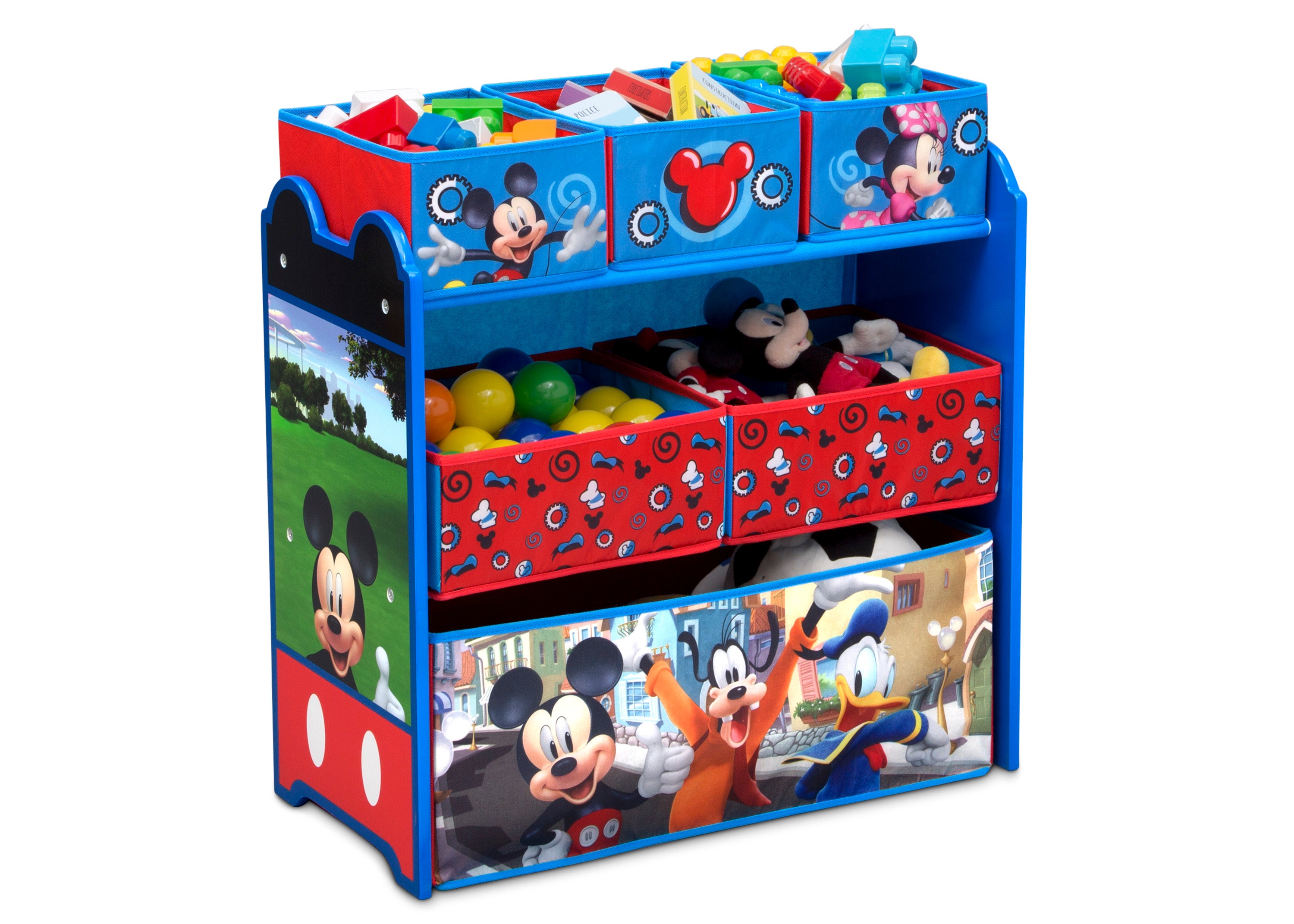Mickey Mouse 6 Bin Toy Organizer with Storage Baskets - Kids Room Organization for Toys, Books & Crafts - Perfect for Playrooms, Bedrooms & Daycare Centers