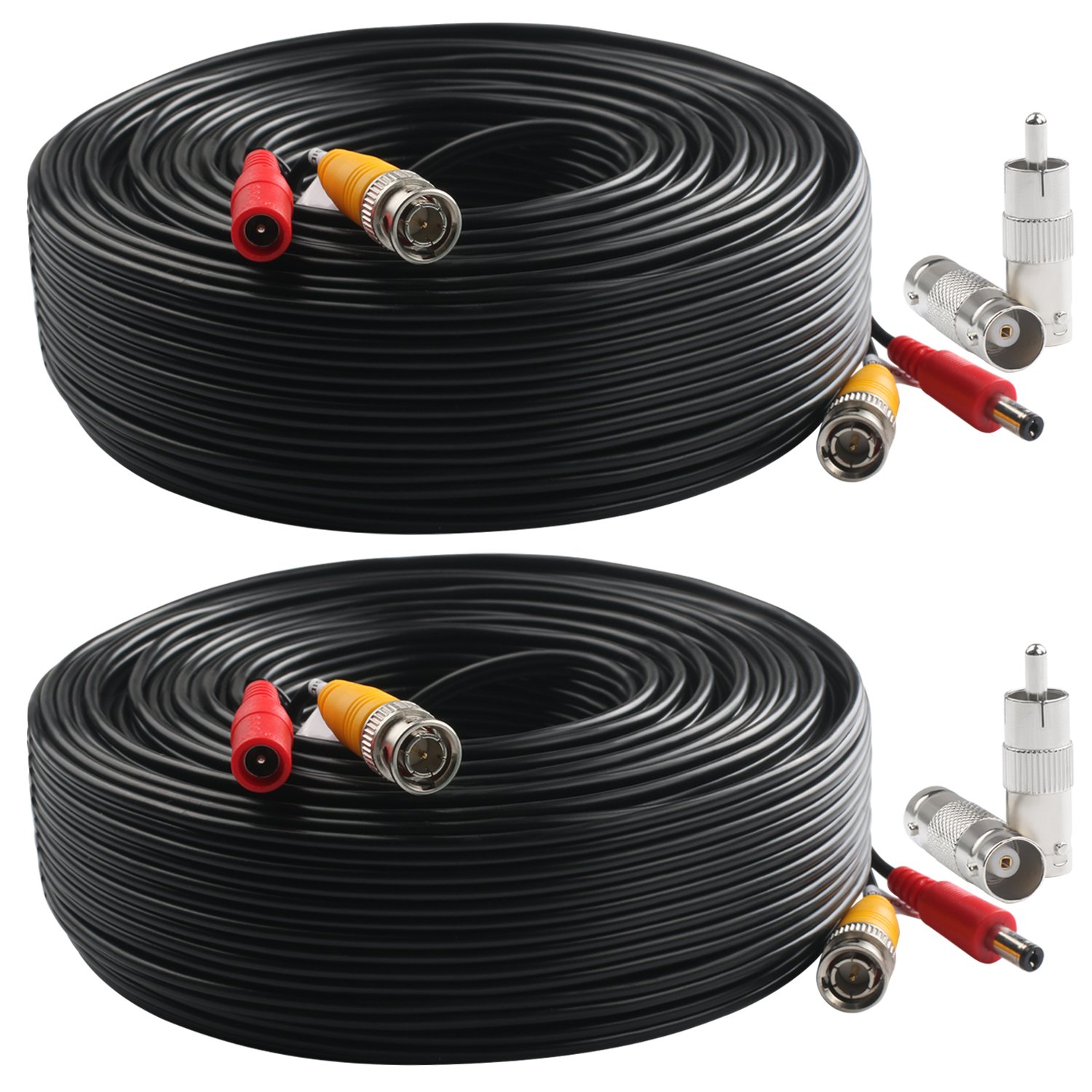 Postta BNC Video Power Cable (2 Pack 130ft) for CCTV DVR Security Cameras - Outdoor Surveillance System