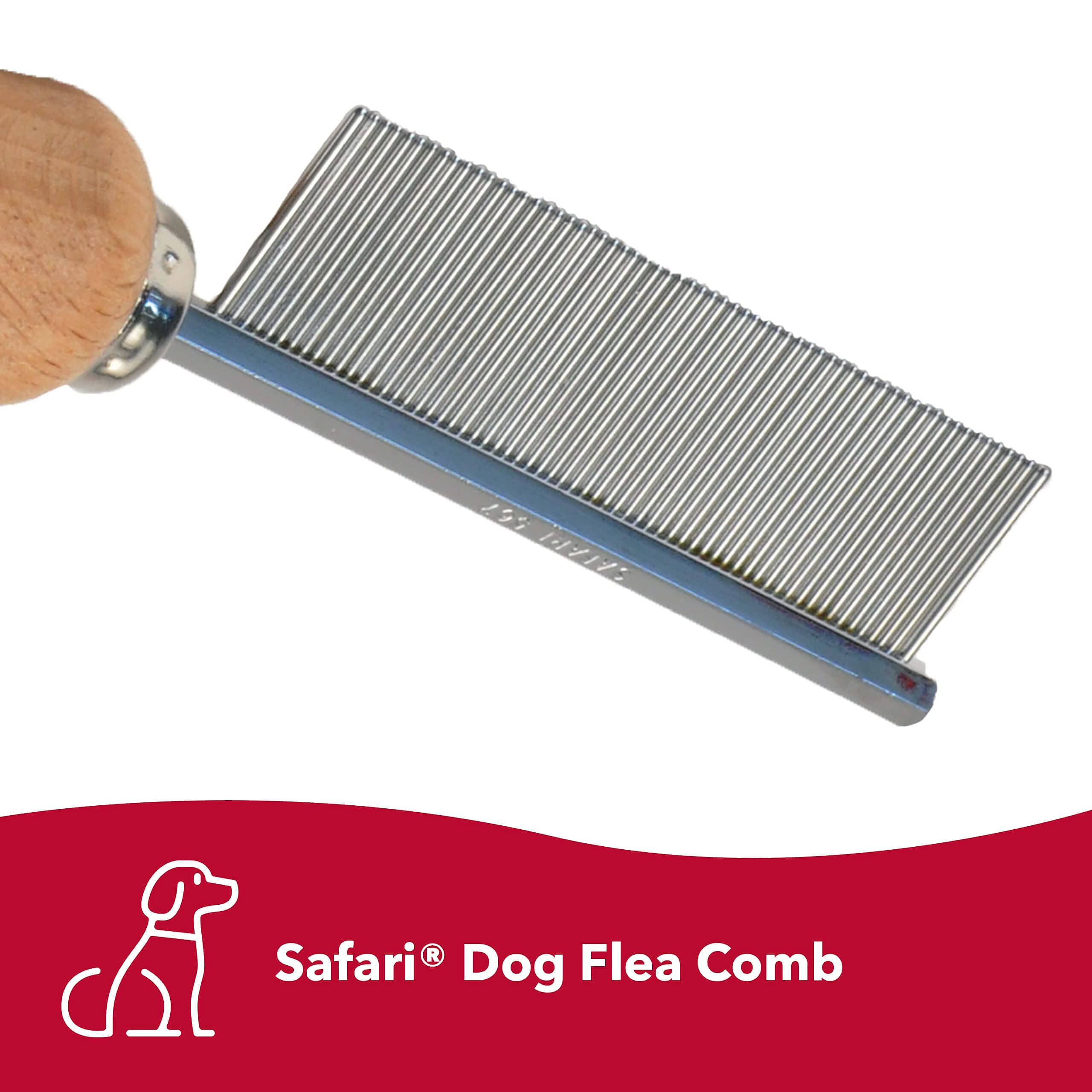 Safari Dog Flea Comb for Small & Large Dogs - Stainless Steel Flea Comb for Pet Grooming - Remove Fleas, Ticks & Dander - Perfect for Home Grooming & Veterinary Use