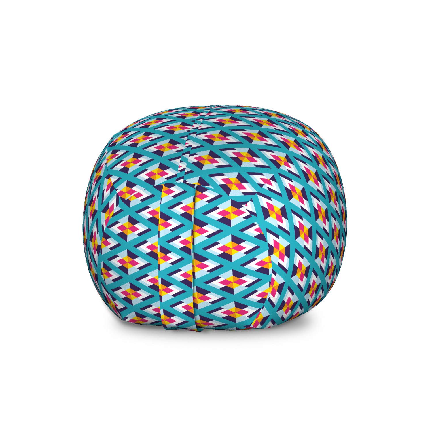 Ambesonne Abstract Geometric Toy Storage Bag Chair - Large Washable Stuffed Animal Organizer with Triangle Pattern in Sea Blue & Magenta - Perfect for Kids' Room, Playroom & Nursery Organization