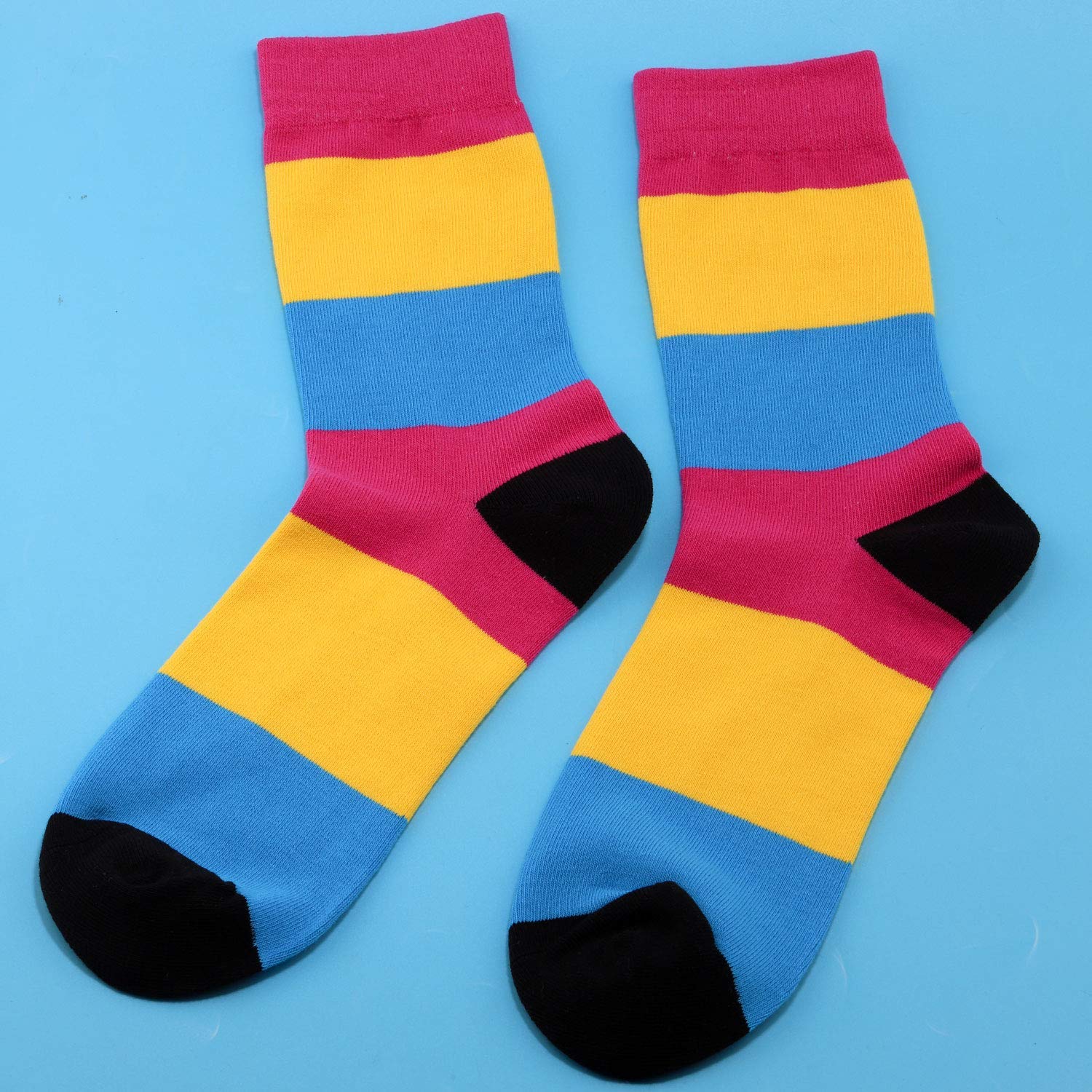 2 Pairs Pansexual Pride Flag Socks - LGBTQ+ Rainbow Striped Ankle Socks for Men & Women - Comfortable Pansexuality Gift for Pride Month, Parades & Everyday Wear