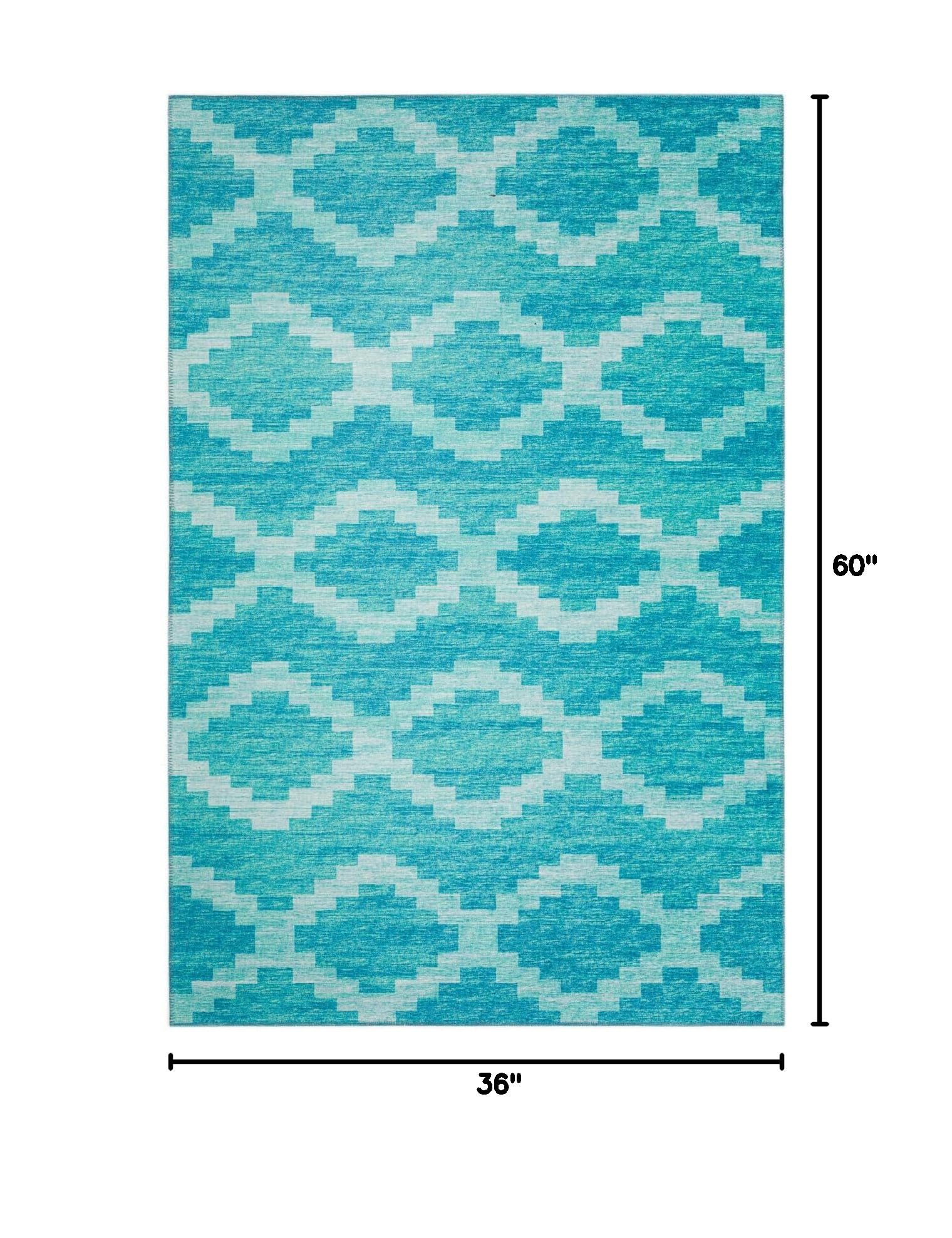 Addison Rugs Yuma AYU39 Turquoise 3' x 5' Area Rug - Soft & Durable for Living Room, Bedroom, or Office Decor