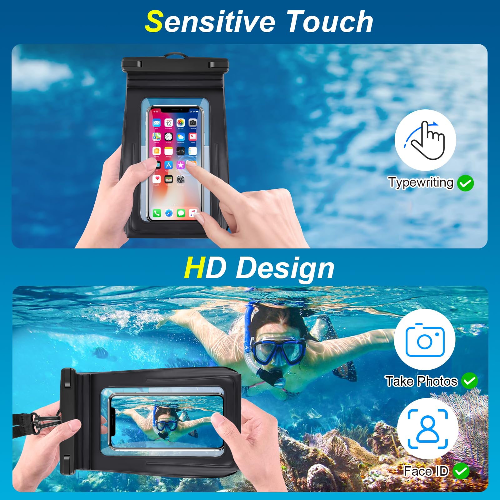 2024 Waterproof Phone Pouch 2 Pack - IPX8 Floating Dry Bag for iPhone 16/15/14/13/12/11 Pro Max & Galaxy S24/S23/S22/S21/S20 (Up to 7