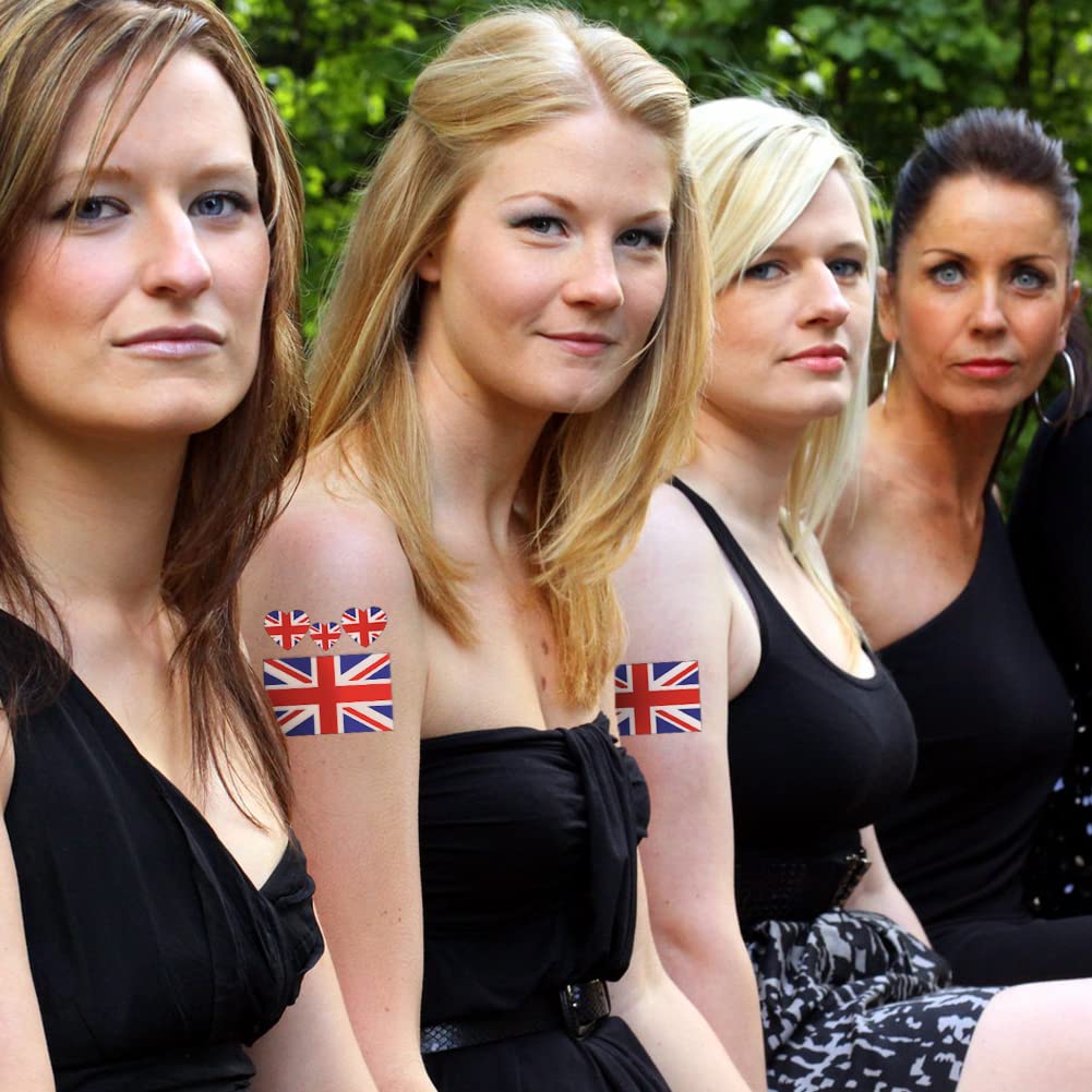 10 Sheets UK Flag British National Flag Face Tattoo Stickers - Patriotic Temporary Tattoos for King Charles Coronation Party, Festival, Sports Events & National Celebrations - Perfect for Face, Arm, Cheek Body Art & Costume Accessories