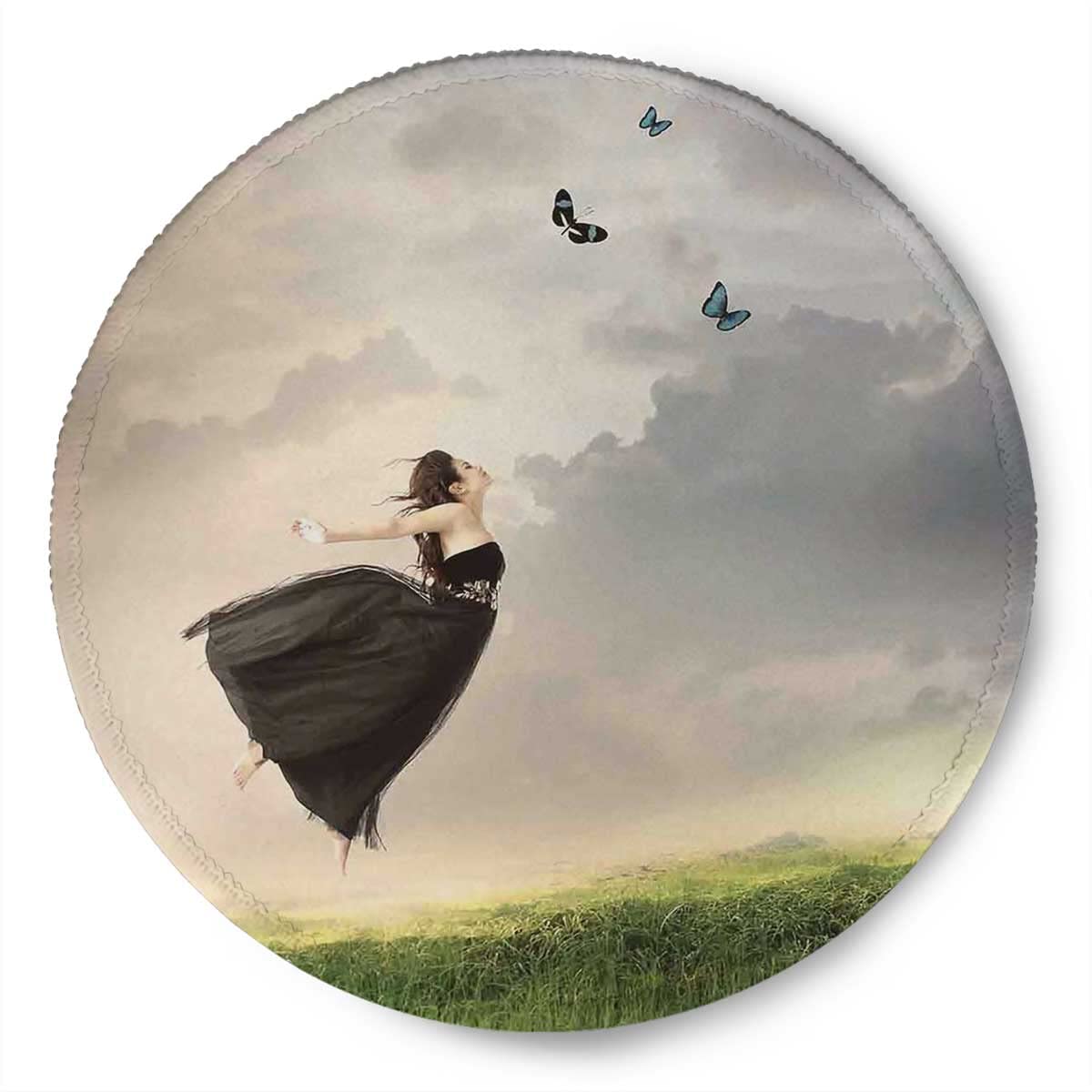 Round Gaming Mouse Pad with Modern Pattern - Non-Slip Rubber Base, Waterproof, 7.9×7.9×0.12 inches - Perfect for Office, Home & PC Gaming (Poetry Bleak Weather Design)