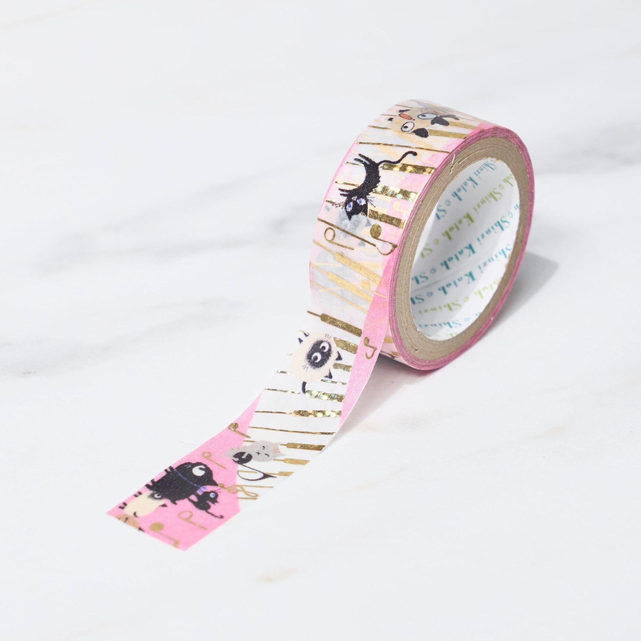 Shinzi Katoh Kikirapika Cute Cat Ballet Masking Tape - Decorative Washi Tape for Scrapbooking, Journaling, DIY Crafts & Gift Wrapping