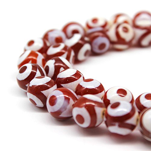 Red Three Eye Dzi Beads
