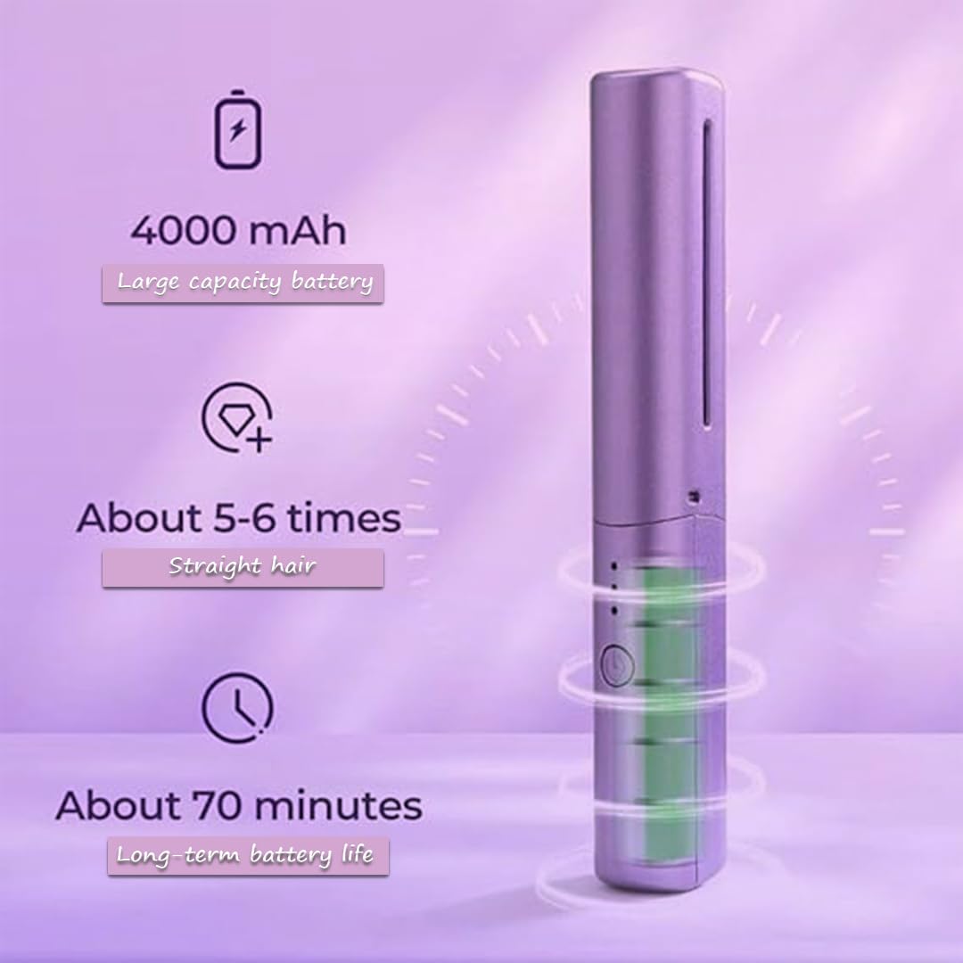 KTEIN Wireless Hair Styling Comb Magic - Electric Mini Straightener & Curler for Travel | Portable Styling Tool with 1 Year Warranty | Perfect for Home, Salon & On-the-Go Use