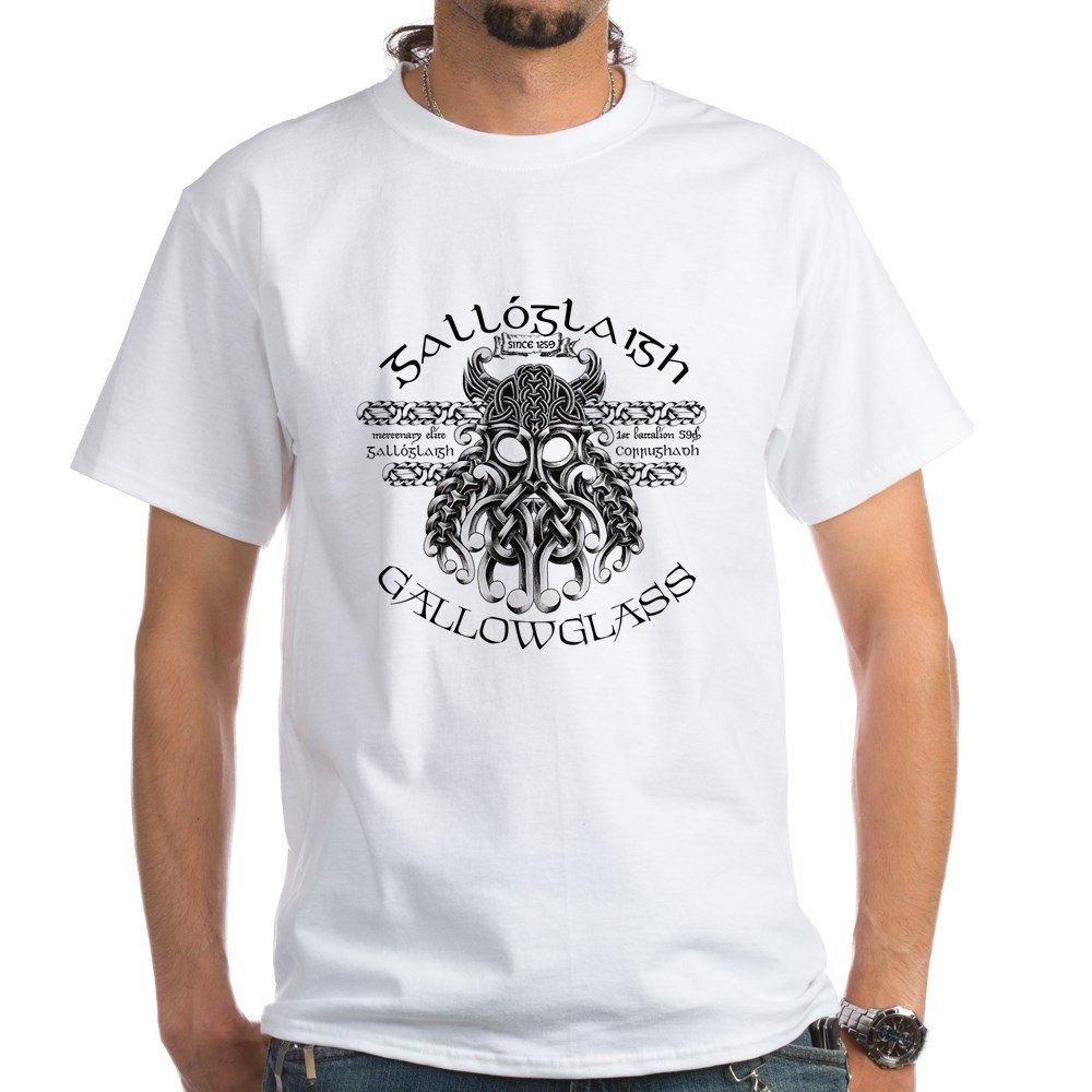 Gallowglass White Cotton T-Shirt for Men & Women | Soft Breathable Casual Tee | Perfect for Everyday Wear, Gifts & Irish Heritage Events