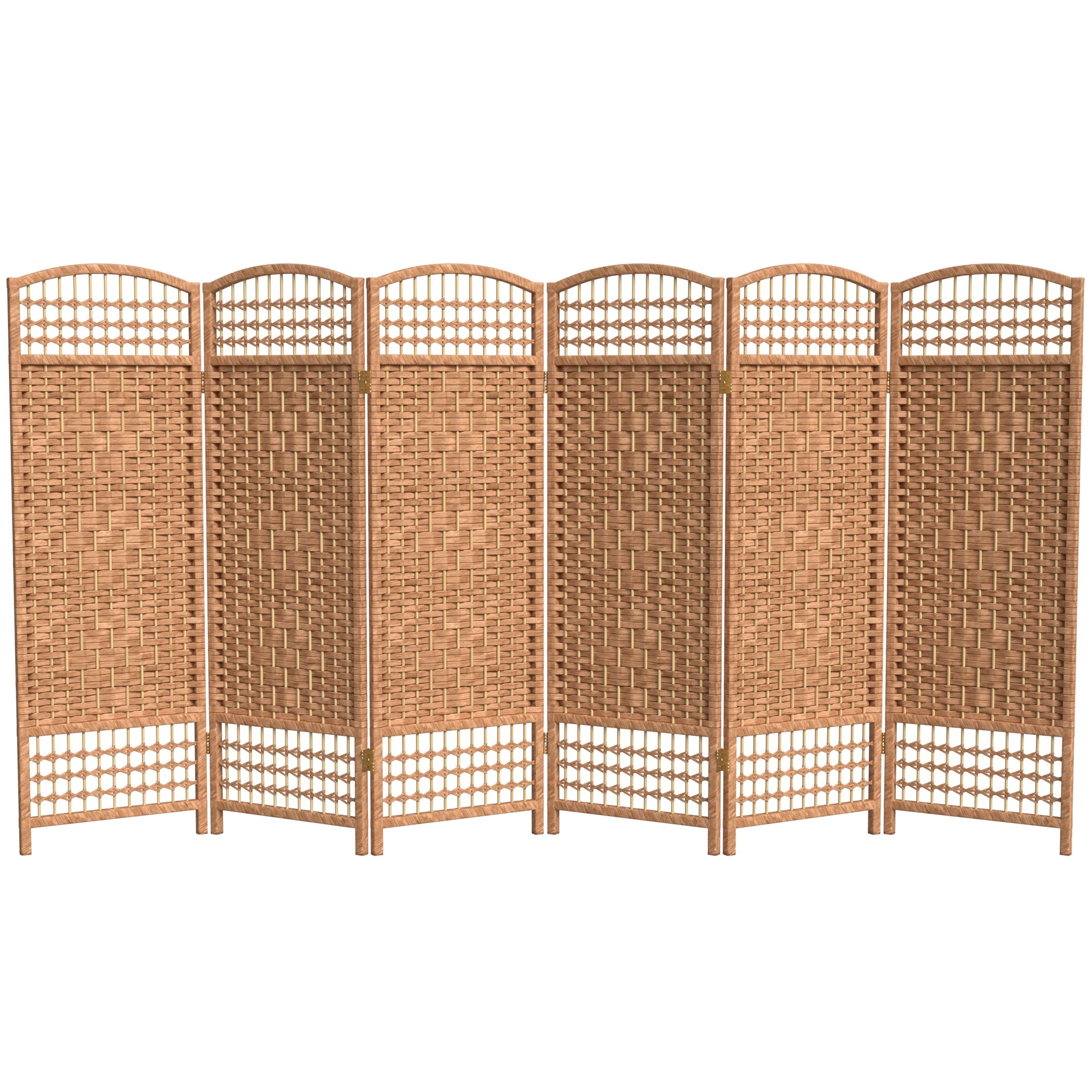 4 ft. Natural Short Fiber Weave Folding Room Divider - 6 Panel Privacy Screen for Home, Office & Outdoor Use - Perfect for Creating Separate Spaces in Living Rooms, Bedrooms or Patios