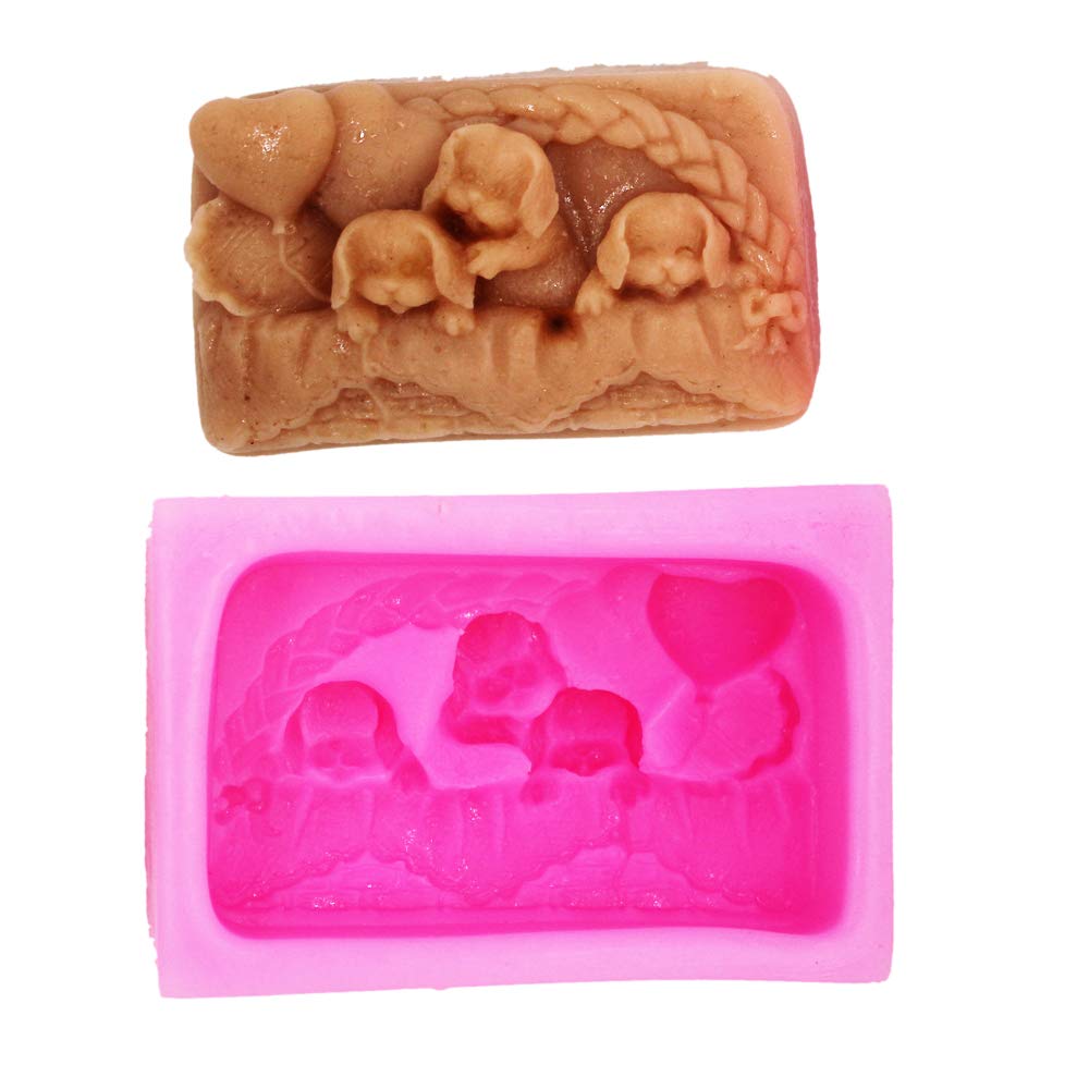 Cute Dog Brother Silicone Soap Molds for DIY Handmade Soap Making - Perfect for Crafting, Bath Bombs, and Homemade Gifts (Model S026)