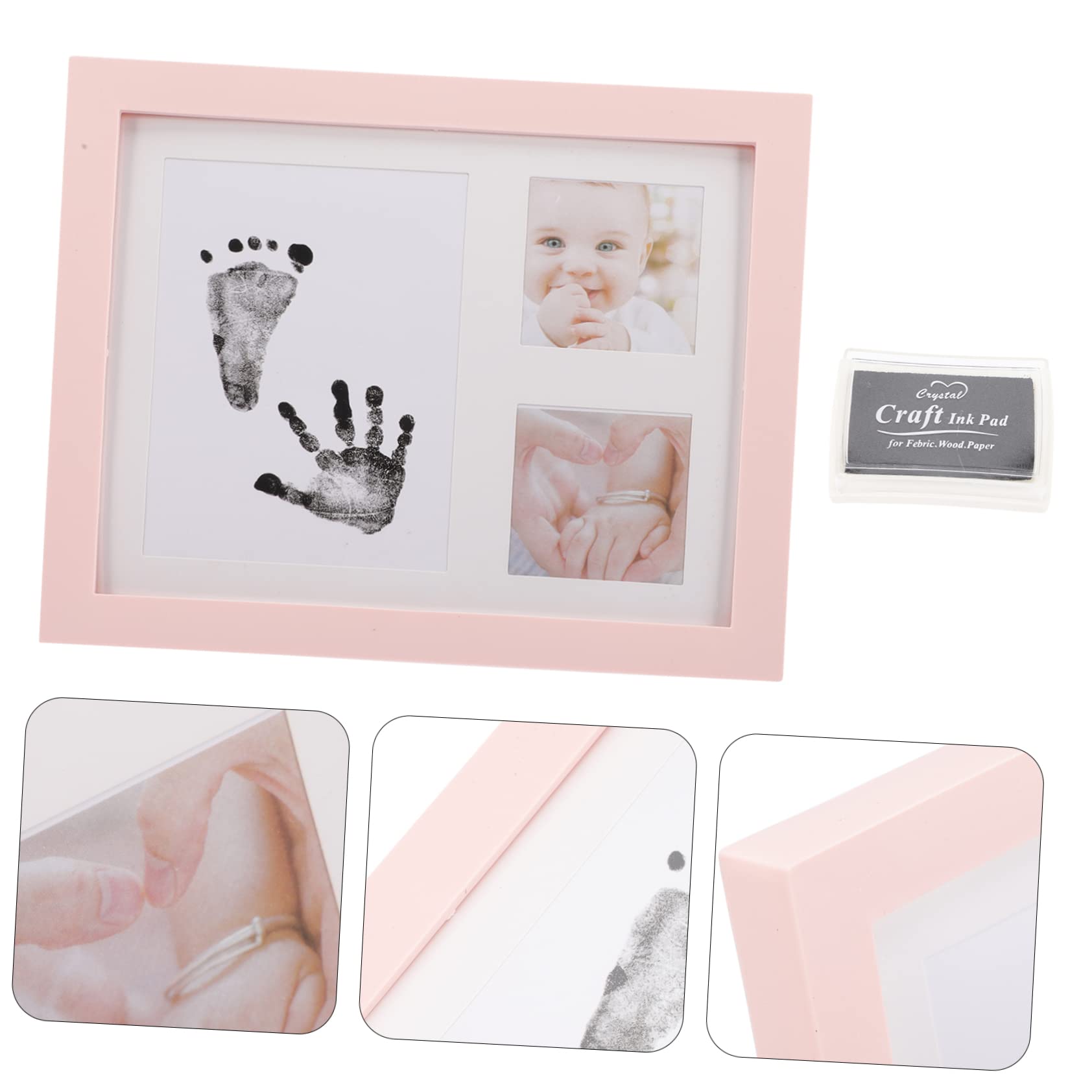 iFundom 2-Pack Baby Growth Photo Frame Set - Ink Handprint & Footprint Keepsake for Newborns, Shower Gift, Nursery Decor (Black Plastic) - Perfect for Baby Showers, First Birthdays & Milestone Memories