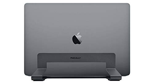 Macally Vertical Laptop Stand for Desk - Adjustable Laptop Holder for MacBook Pro/Air & Other Laptops | Space-Saving Design with Improved Airflow | Perfect for Home Office, Workspace & Travel Use