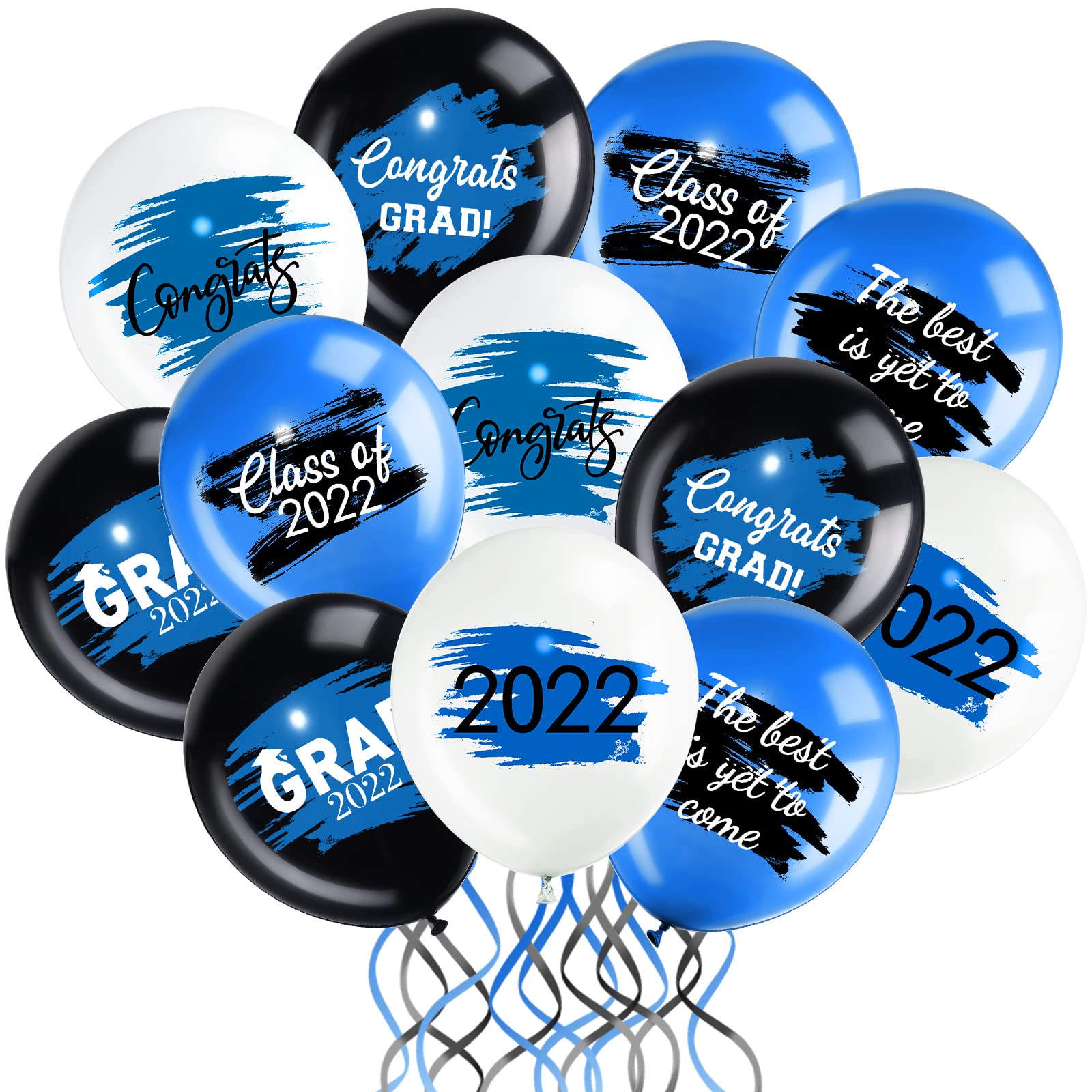 48-Piece Graduation Balloons Set - Class of 2022 Decorations for University, College & School Parties | 12-Inch Blue Latex Balloons for Indoor & Outdoor Graduation Celebrations, Prom Decor & Graduate Party Supplies