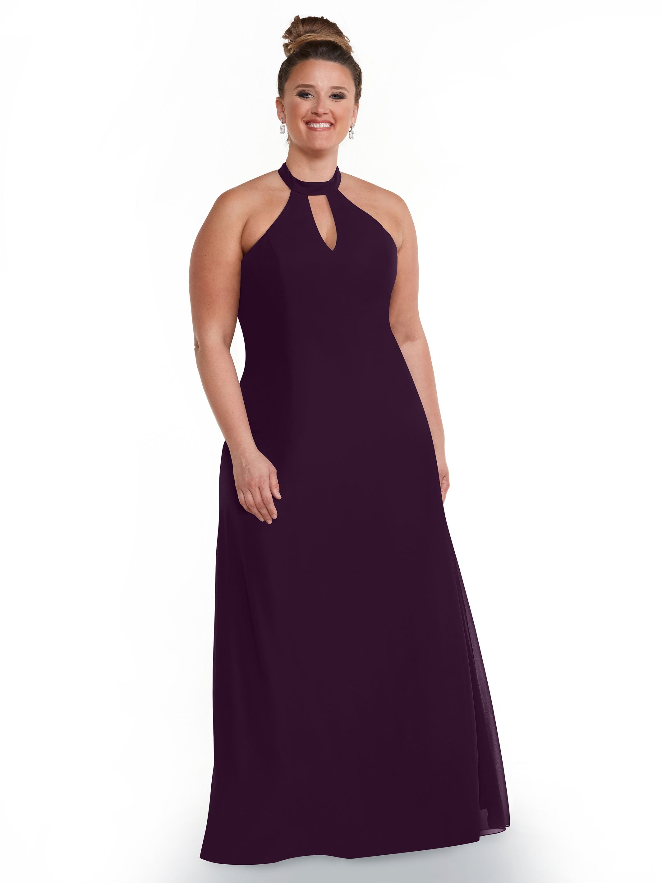 Elegant 80138 Chiffon A-Line Bridesmaid Dress with Keyhole Halter Neckline - Perfect for Weddings, Formal Events & Special Occasions