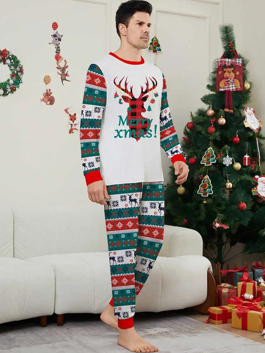 Festive Christmas Matching Family Pajamas Set - Cozy Reindeer Print PJS for Holiday Photos & Family Gatherings - Perfect for Christmas Morning & Cozy Winter Nights