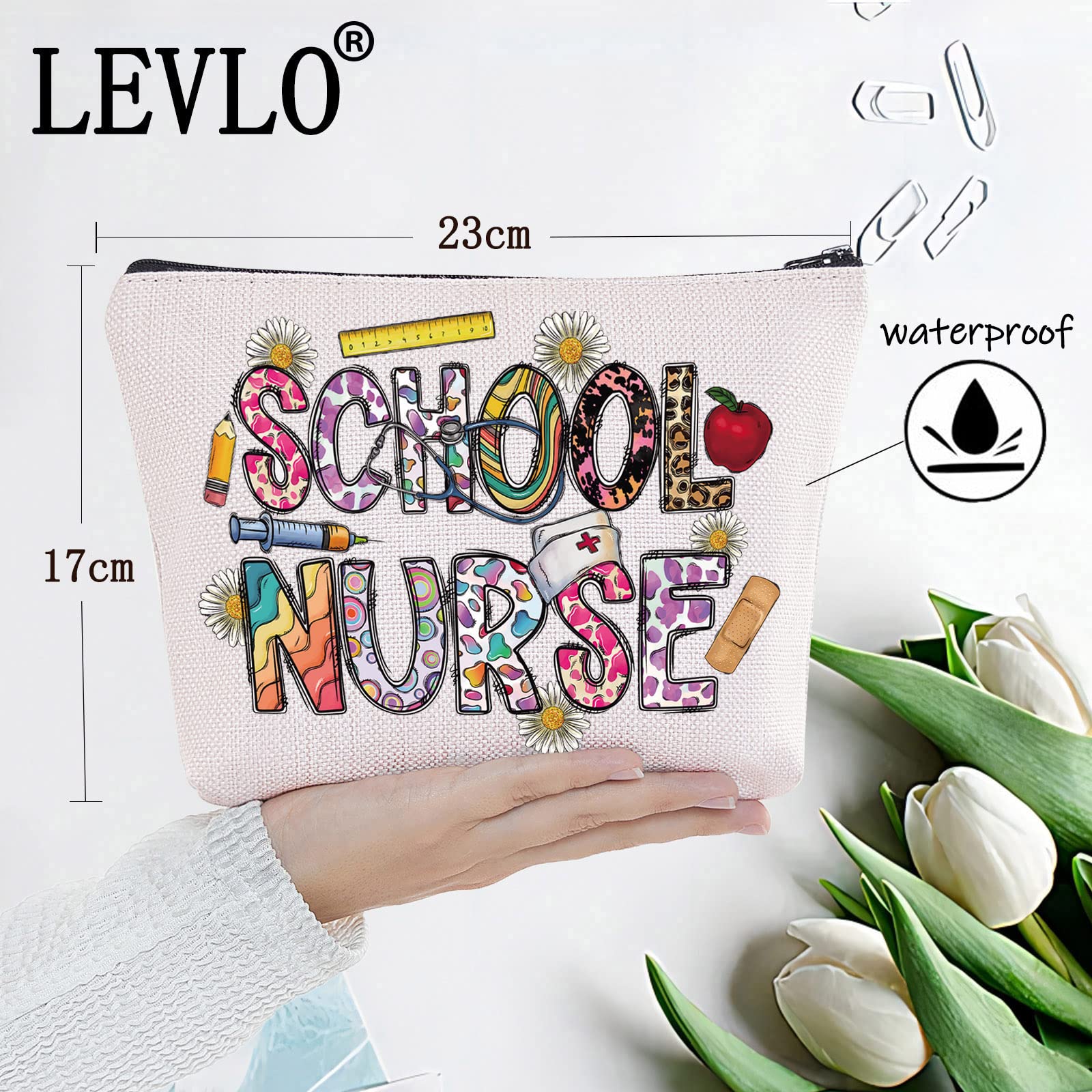 LEVLO Nurse Cosmetic Bag - Waterproof Makeup Pouch for Nurses, Graduation Gift, Travel Toiletry Organizer - Perfect for Nursing School, Hospital Shifts & On-the-Go Professionals