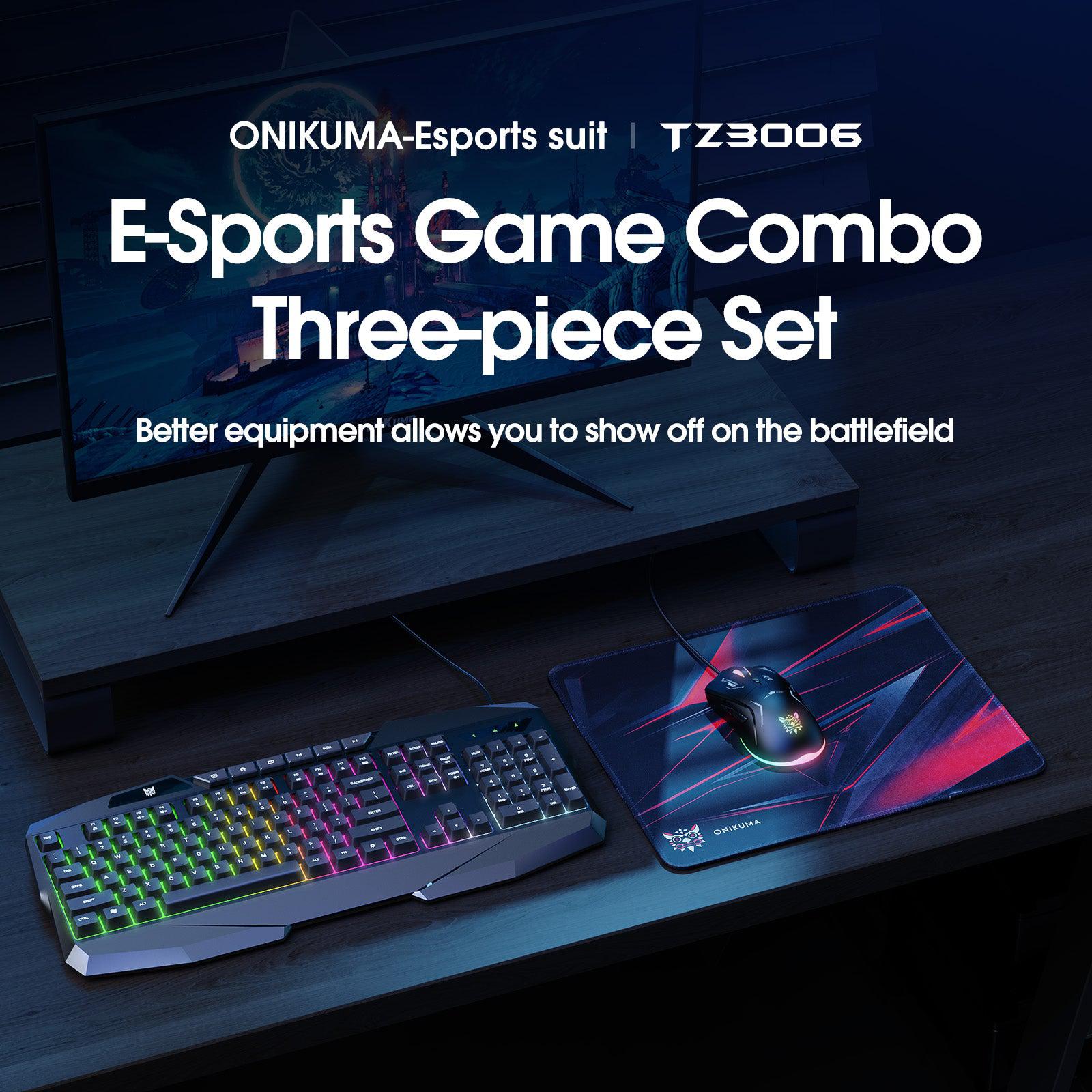 ONIKUMA TZ3006 3-in-1 Gaming Combo Set - RGB Backlit G22 Mechanical Keyboard, CW917 Programmable Gaming Mouse, MP002 Large Mouse Pad - Perfect for PC, PS4, Xbox Gaming & Office Work
