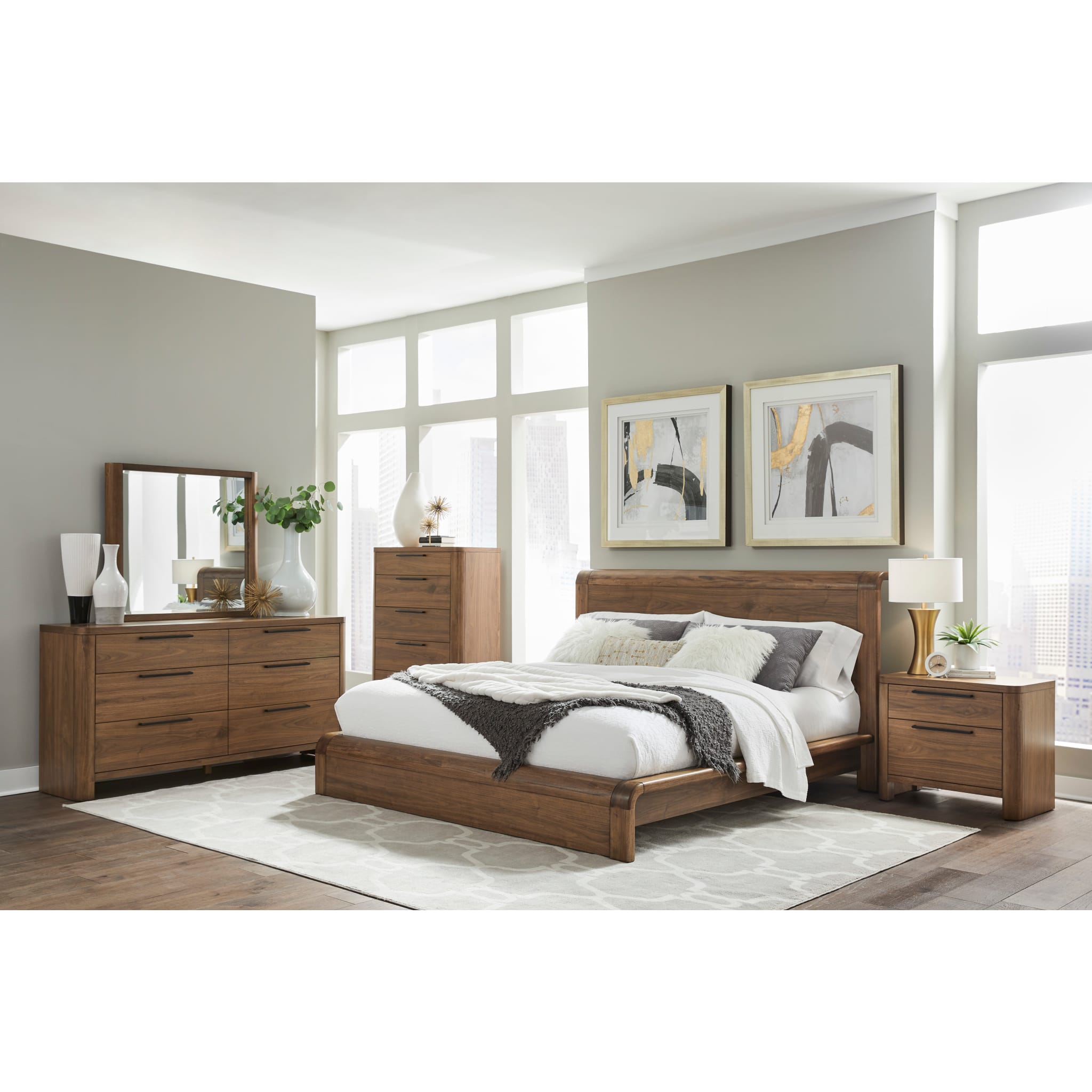 Totes Six Drawer Dresser in English Walnut - Stylish Wooden Chest of Drawers for Bedroom Storage & Organization