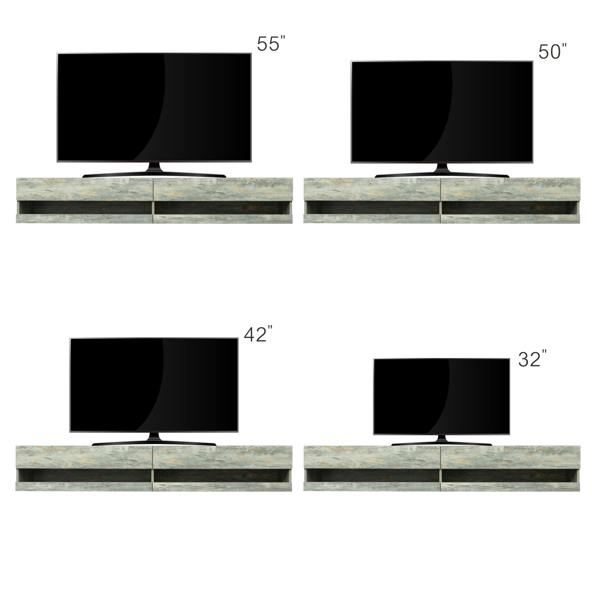 Modern LED Floating TV Stand for 80