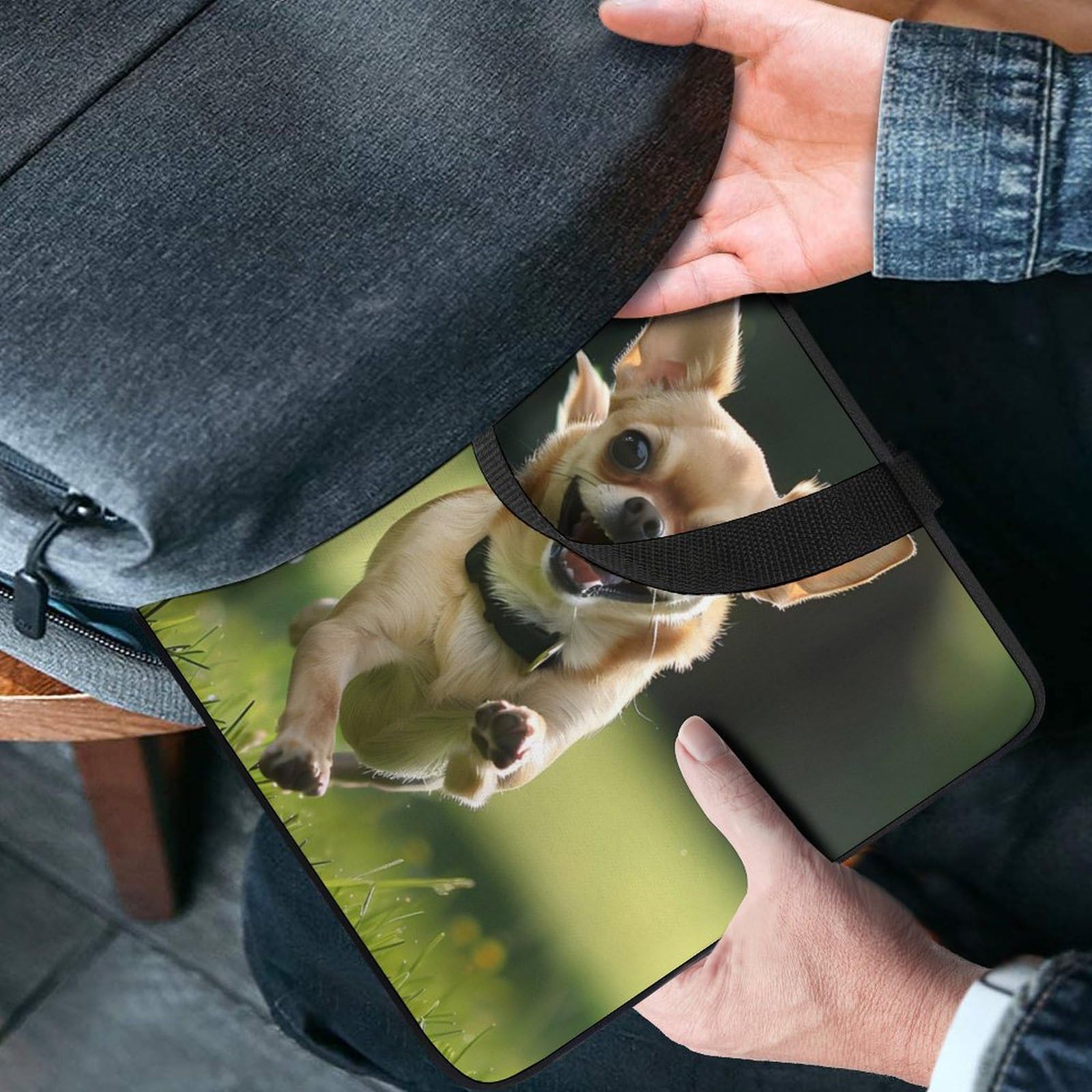 Stylish Chihuahua Dog Print Laptop Tote Bag - Portable 10 Inch Notebook Carrying Case with Protective Padding - Perfect for Work, School & Travel Accessories