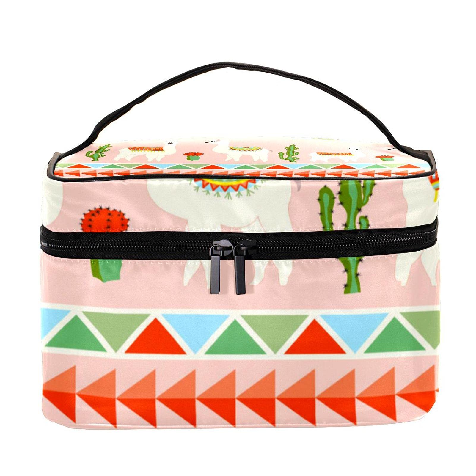 Stylish Tribal Llama Cactus Travel Makeup Bag - Large Cosmetic Organizer with Zipper for Women & Girls | Perfect for Vacation, Gym & Daily Essentials Storage