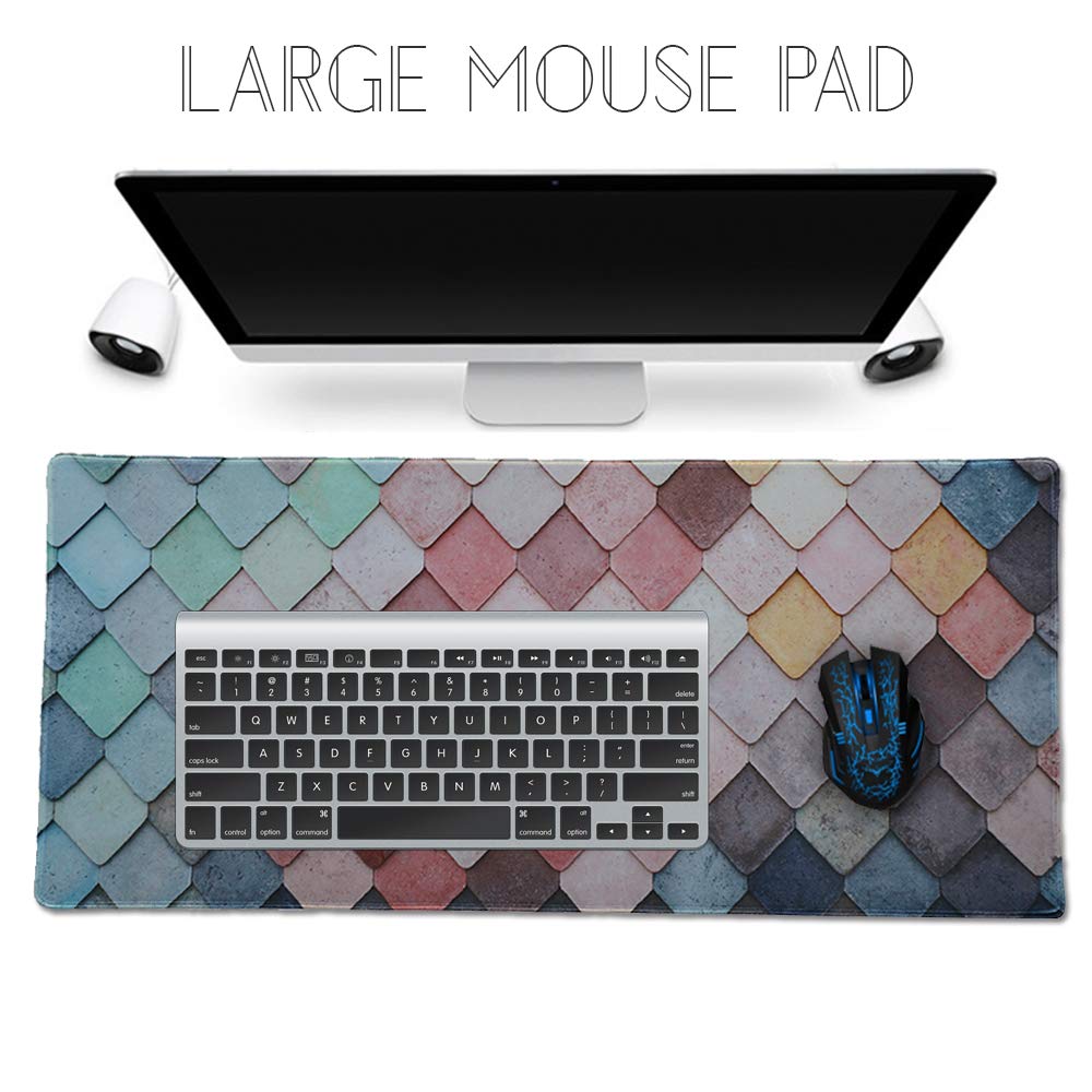 XXL Gaming Mouse Pad & Keyboard Mat - 35.4x15.7x0.1 Inch (90x40cm) Non-Slip Rubber Base - Perfect for PC Gaming, Office Work & Home Desk Setup