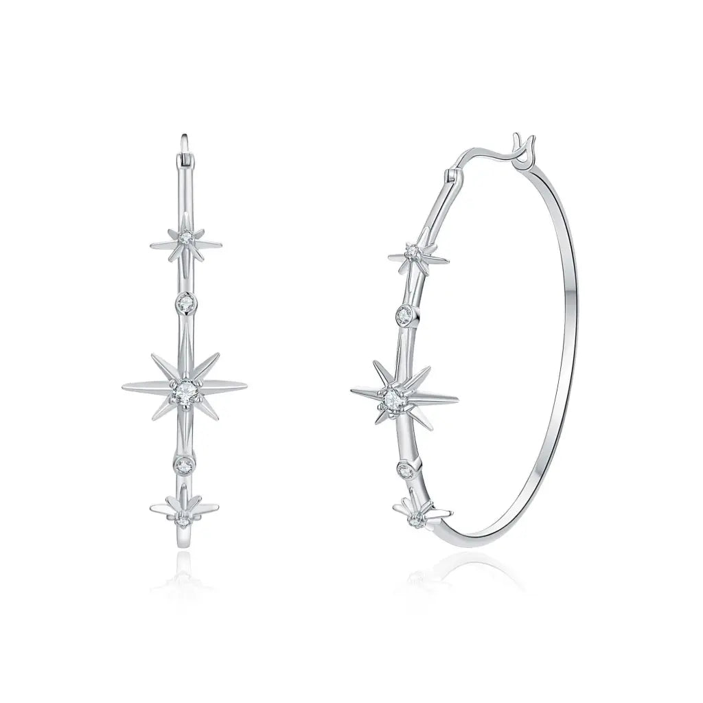 Starshine Hoops - Trendy Gold & Silver Hoop Earrings for Women | Lightweight & Hypoallergenic Jewelry | Perfect for Parties, Work & Everyday Wear