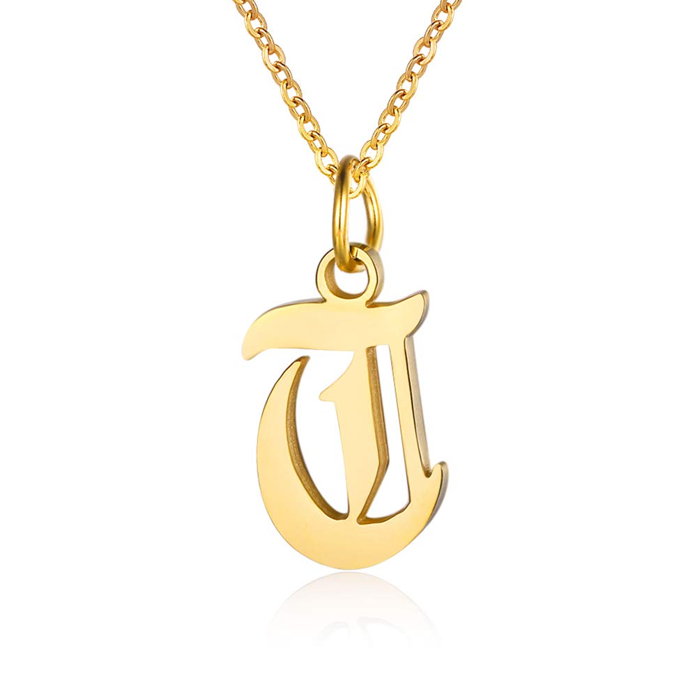 Personalized Letter Necklaces for Women - 18K Gold Plated Initial Pendant, Old English Name Necklace A-Z | Perfect Bridesmaid Gift, Birthday Present & Everyday Jewelry for Girls