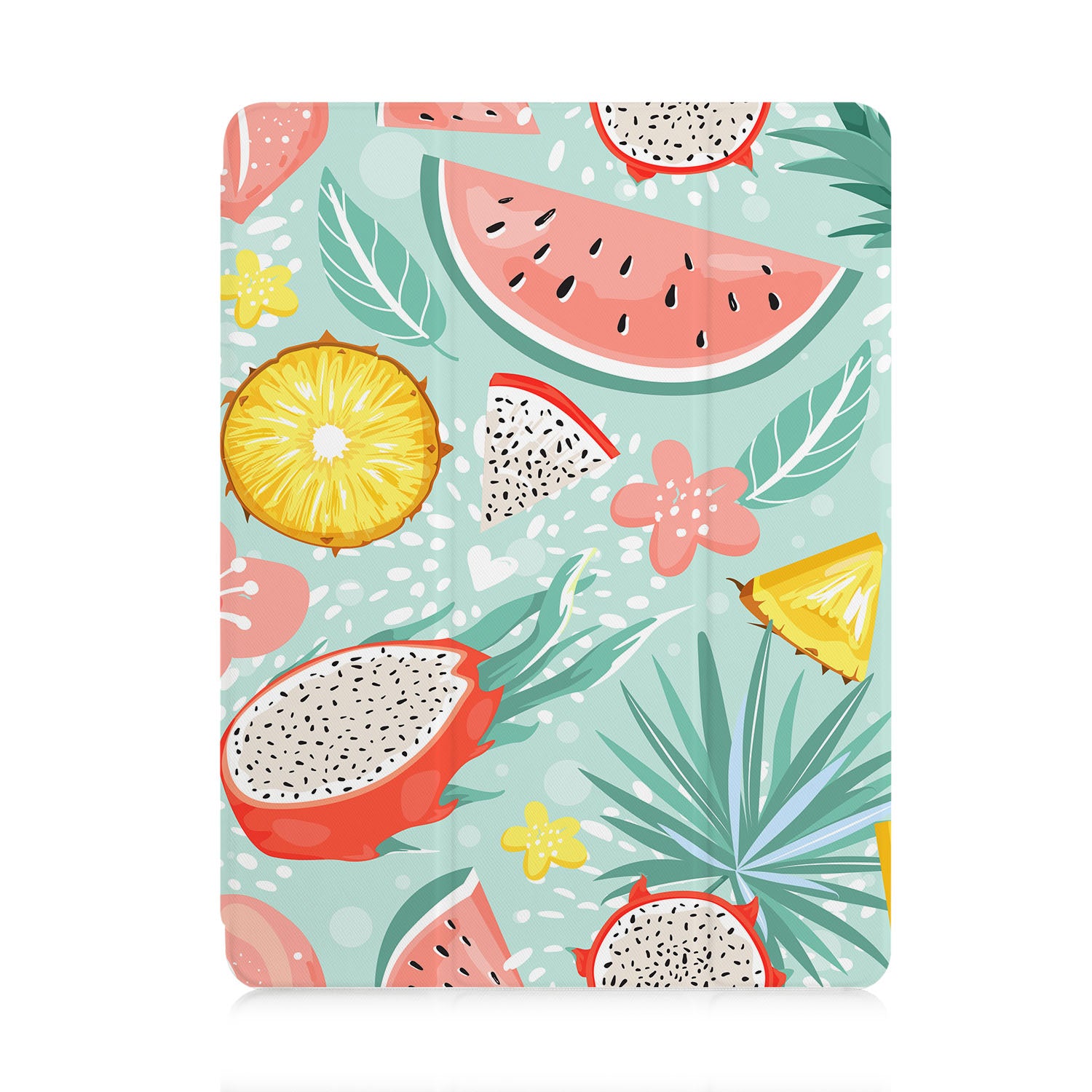 Premium iPad Trifold Case with Tropical Fruits Design - Slim Protective Cover for iPad 6/7/8/9/10 Gen - Perfect for Work, School & Travel Accessories