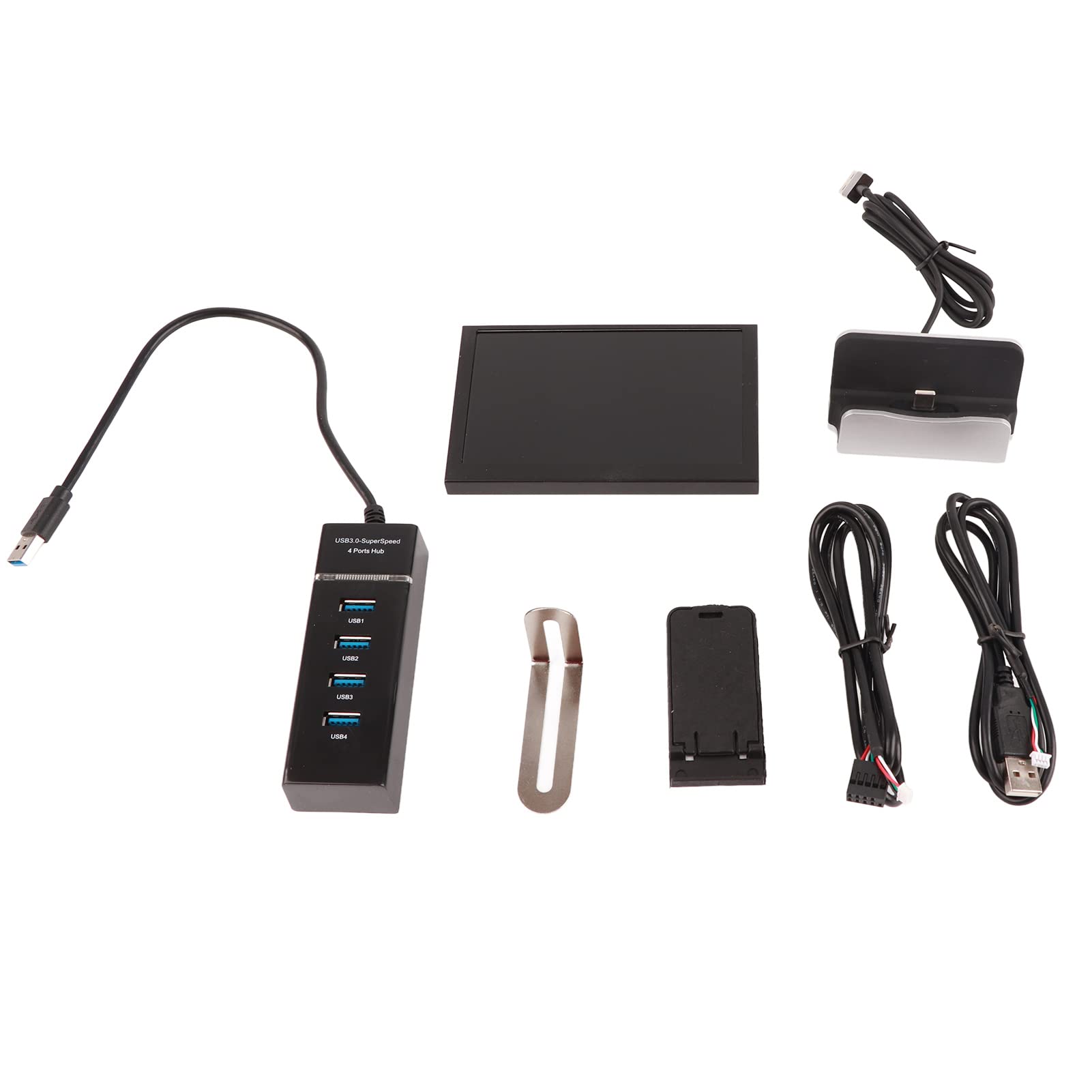 PUSOKEI 5 Inch IPS Mini USB Monitor - Full View Angle CPU GPU RAM Temperature Data Display with USB C & Hub for PC - Perfect for Gaming, Streaming & System Monitoring