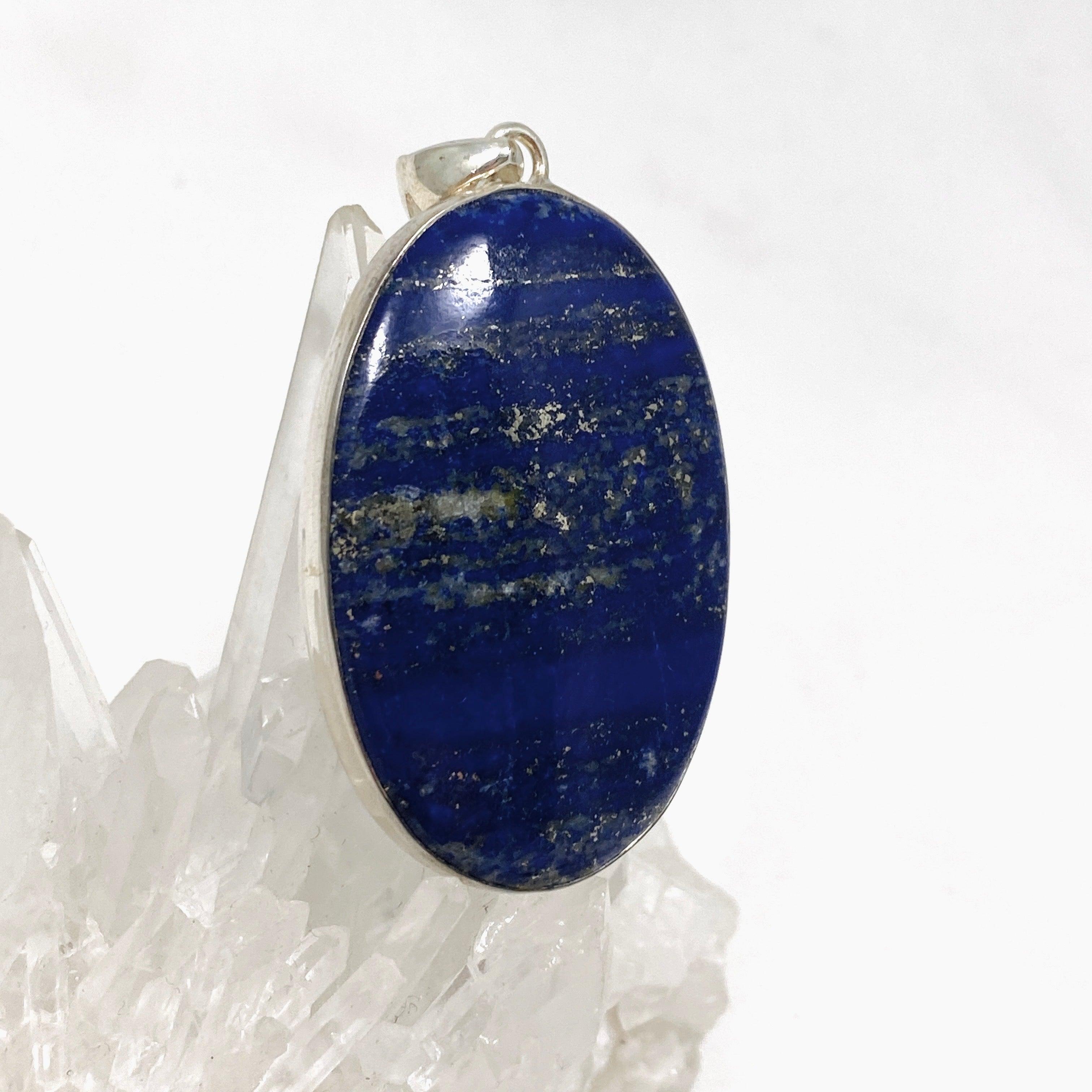 Natural Lapis Lazuli Oval Pendant Necklace - 925 Sterling Silver Jewelry KPGJ3838 | Perfect for Meditation, Spiritual Healing & Elegant Fashion Accessories