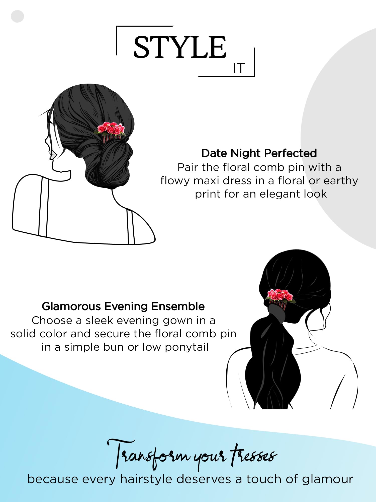 Yellow Floral Hair Pin for Women - Elegant Chimes Comb Hair Clip, Bridal Wedding Hair Accessories, Side Pin & Juda Pin - Perfect for Weddings, Parties & Everyday Styling