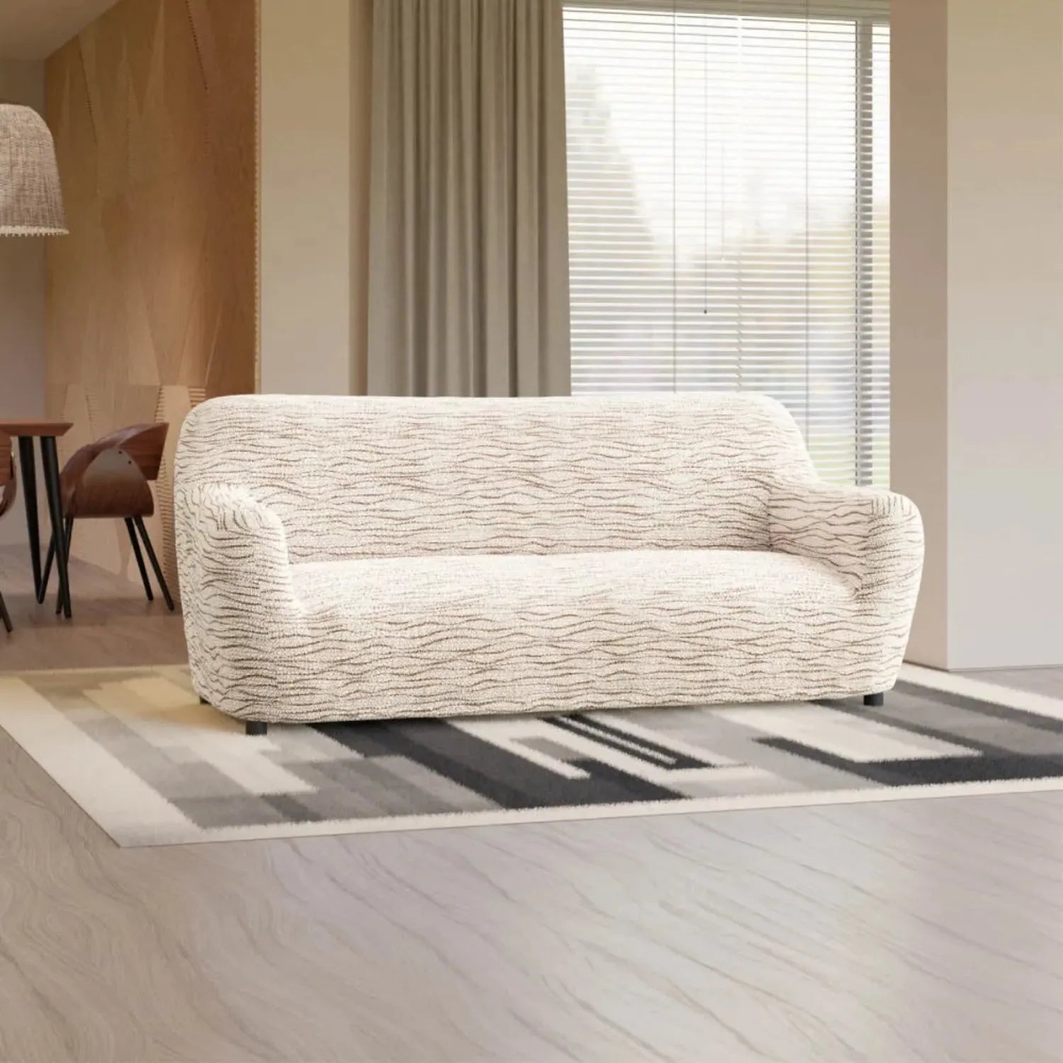3 Seater Sofa Slipcover - Soft Microfiber Printed Fabric - Perfect for Living Room, Family Room & Home Decor