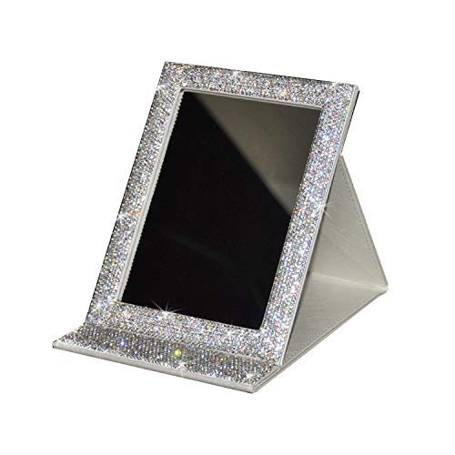 Portable Folding Vanity Mirror with Stand - Silver Travel Makeup Mirror for Cosmetics & Beauty | Perfect for Home, Travel, and Professional Makeup Application