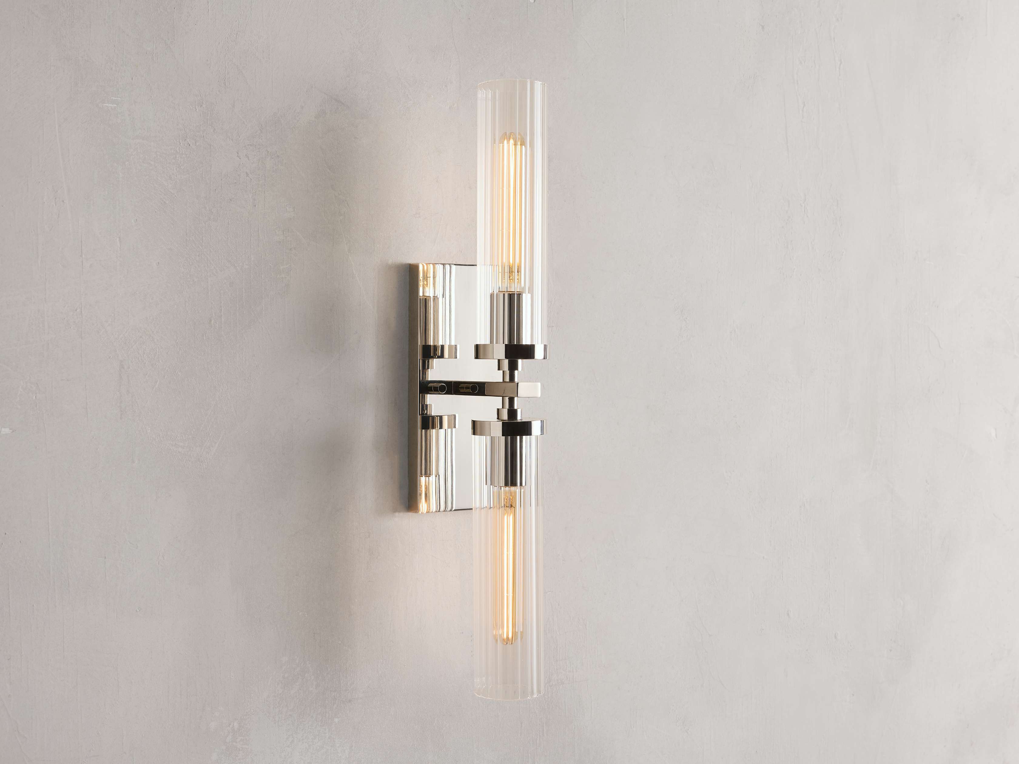 Andreas Double Sconce Wall Light - Modern Brass Wall Sconce with Glass Shade for Living Room, Bedroom, or Hallway Lighting