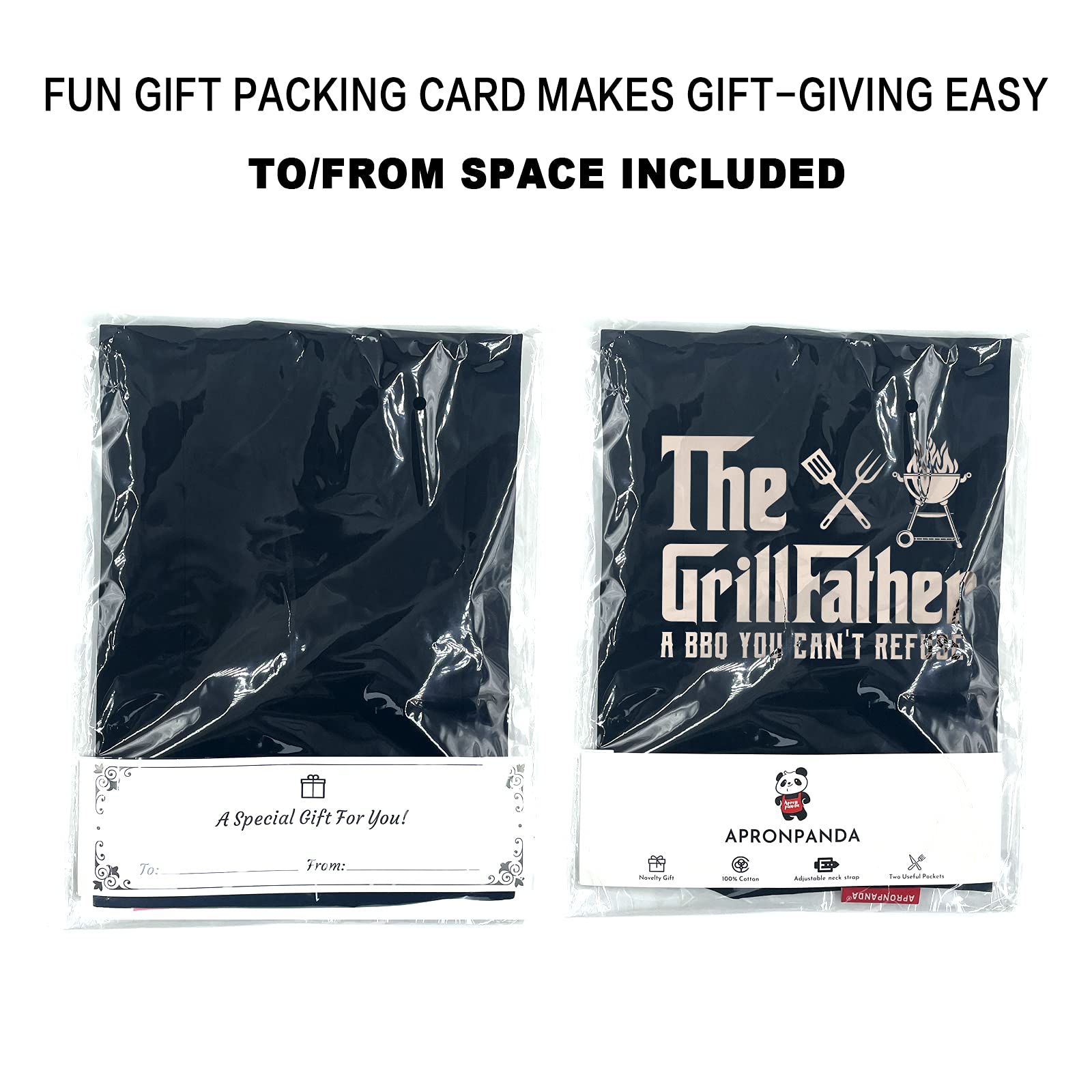 APRONPANDA The Grill Father - Funny BBQ Cooking Apron for Men with Pockets | Perfect Christmas & Birthday Gift for Husband, Dad, Grandad | Ideal for Grilling, Backyard BBQs & Kitchen Cooking