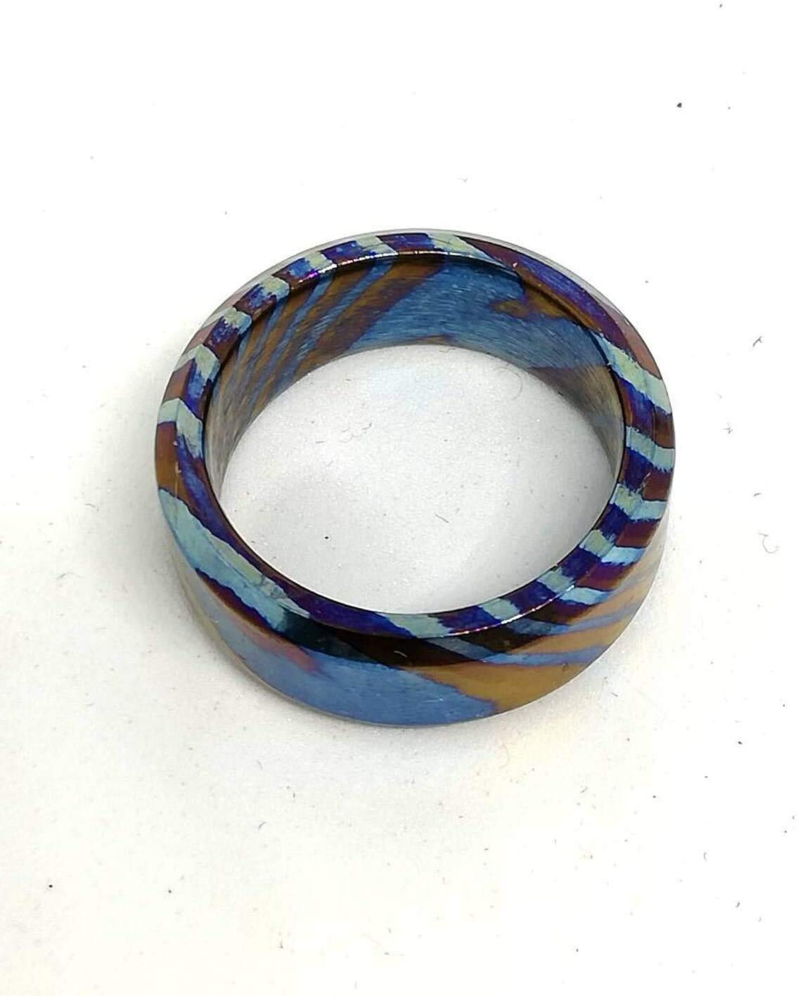 Handmade Damascus Titanium Ring for Men - Timascus KE-107-AT Comfort Fit Wedding Band, Custom Unisex Engagement Jewelry, Modern Statement Ring for Couples | Perfect for Weddings, Anniversaries & Special Occasions