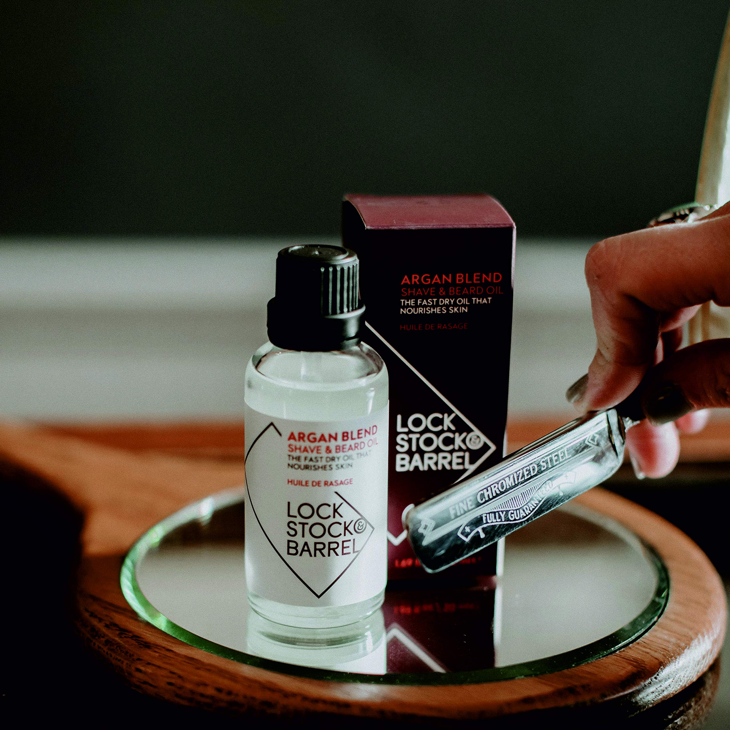 Lock Stock & Barrel Argan Blend Shave & Beard Oil for Men - 50ml | Moisturizing & Conditioning for Smooth Shaving & Soft Beards | Perfect for Daily Grooming & Skin Care Routine