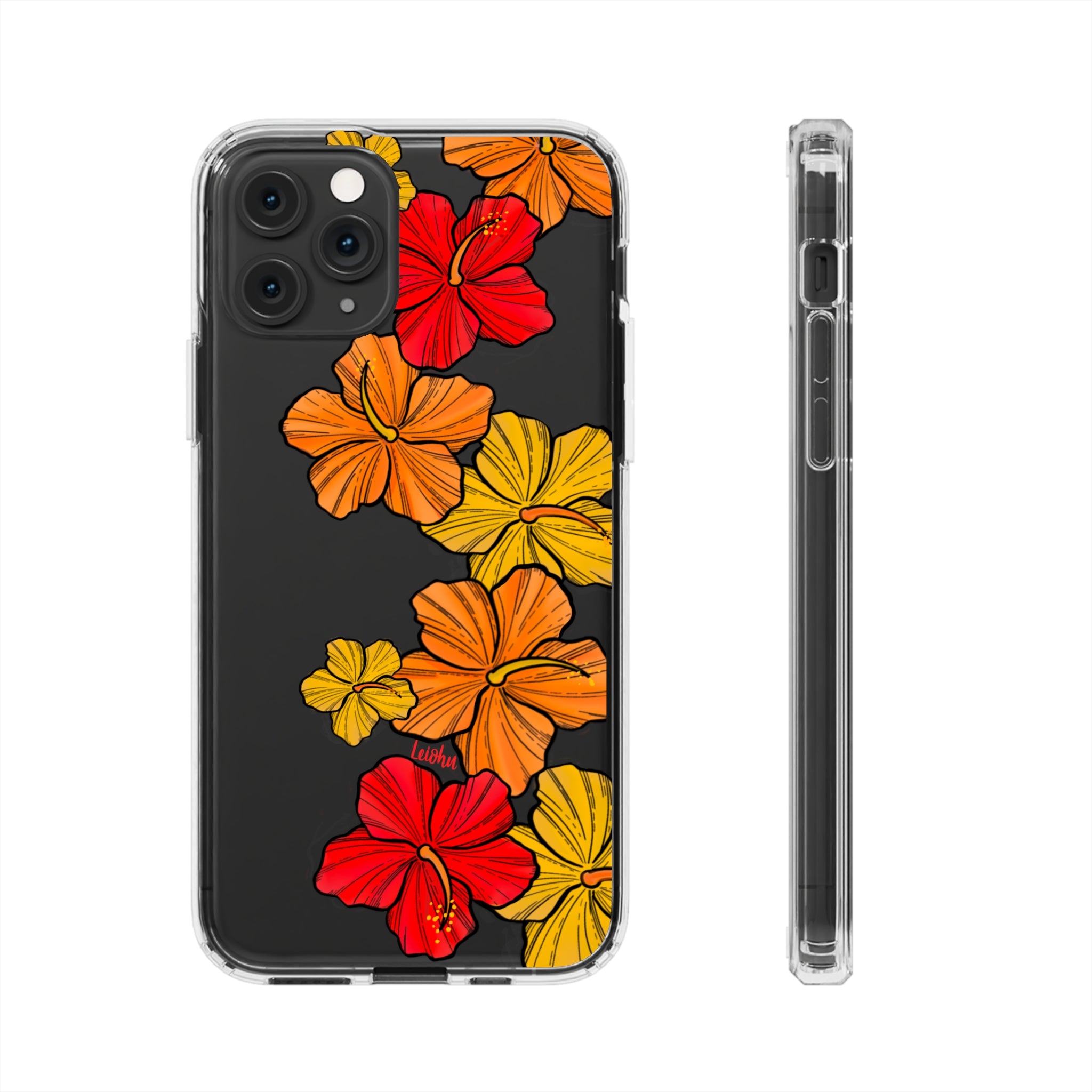 Hibiscus Retro Clear Phone Case - Durable Protective Cover for iPhone & Samsung - Floral Design for Stylish Protection | Perfect for Everyday Use, Travel & Gifting