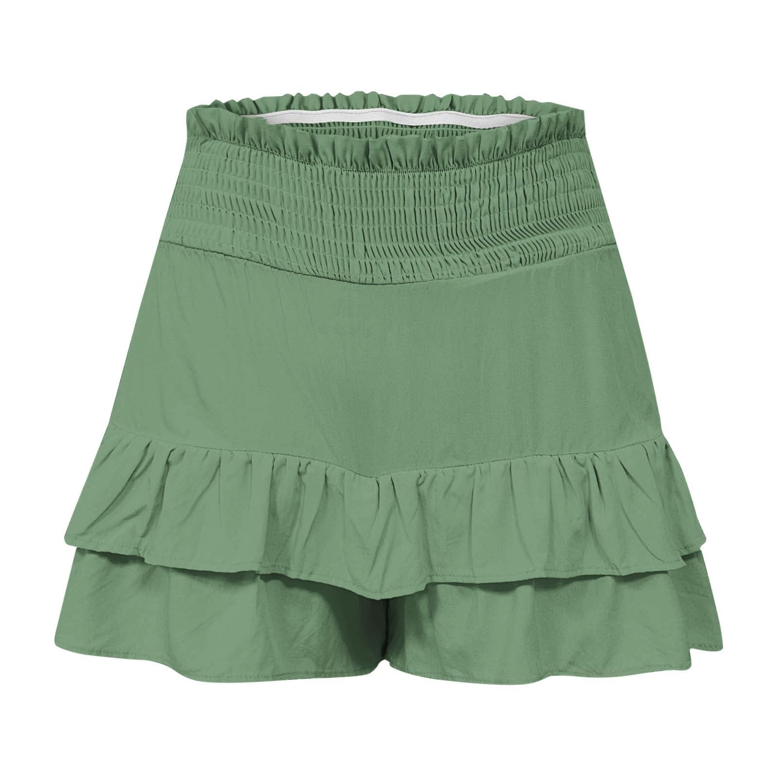 Women's High Rise Ruffle Shorts - Trendy Summer Bermuda Shorts for Beach & Holiday