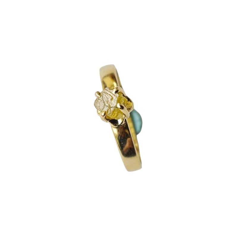 Raw Yellow Diamond Ring 925 Sterling Silver Stackable Minimalist Cube Rough Diamond Promise Ring for Women - APD11, 4mm - Perfect for Everyday Wear, Stacking & Special Occasions