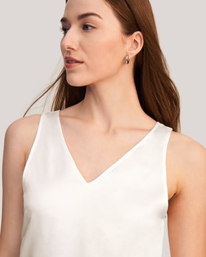 Silk V Neck Sleeveless Tank Top for Women - Elegant Summer Blouse for Casual Wear, Office & Date Night Outfits