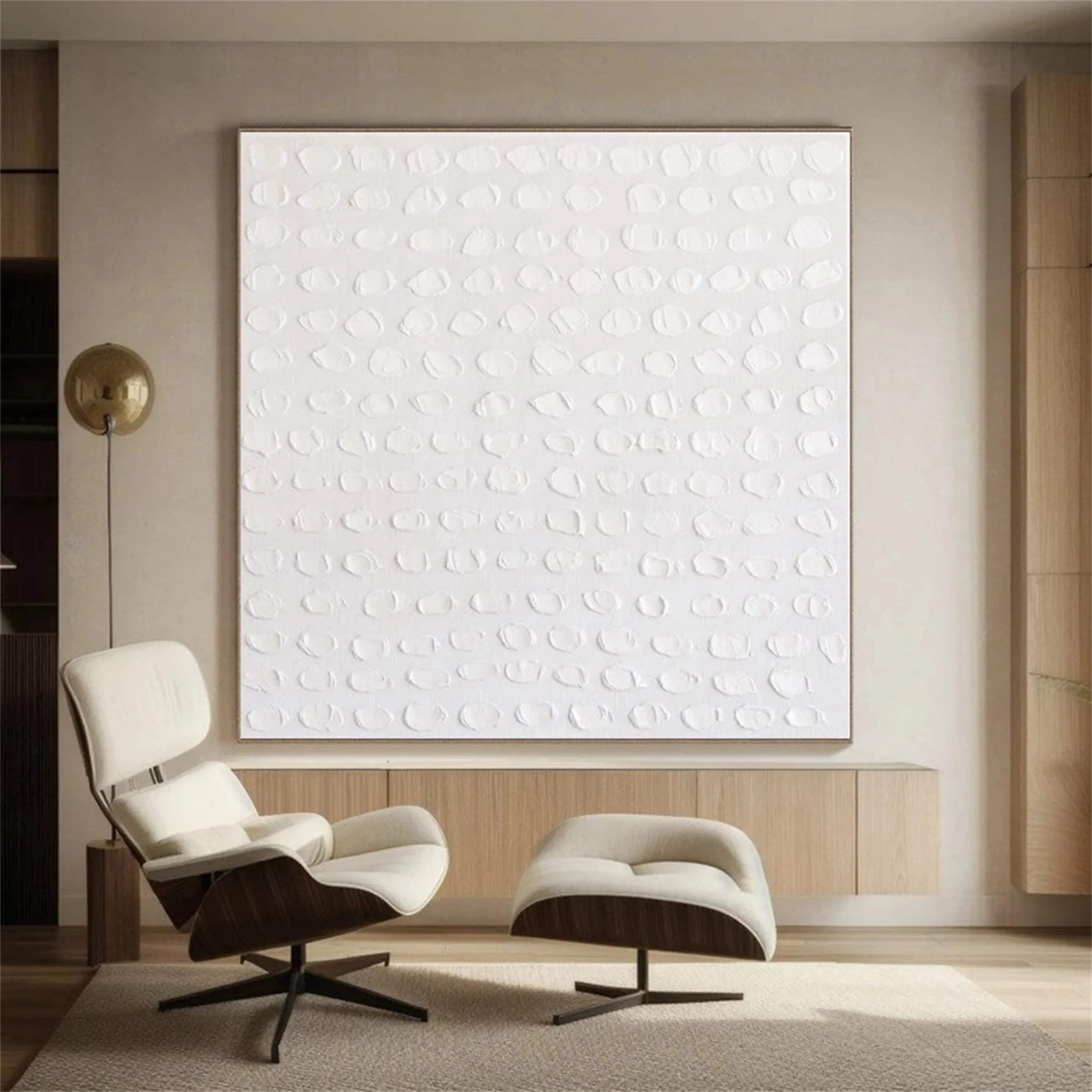 White Minimalist Textured Painting Canvas - Premium Abstract Wall Art for Modern Home Decor | Perfect for Living Room, Bedroom & Office