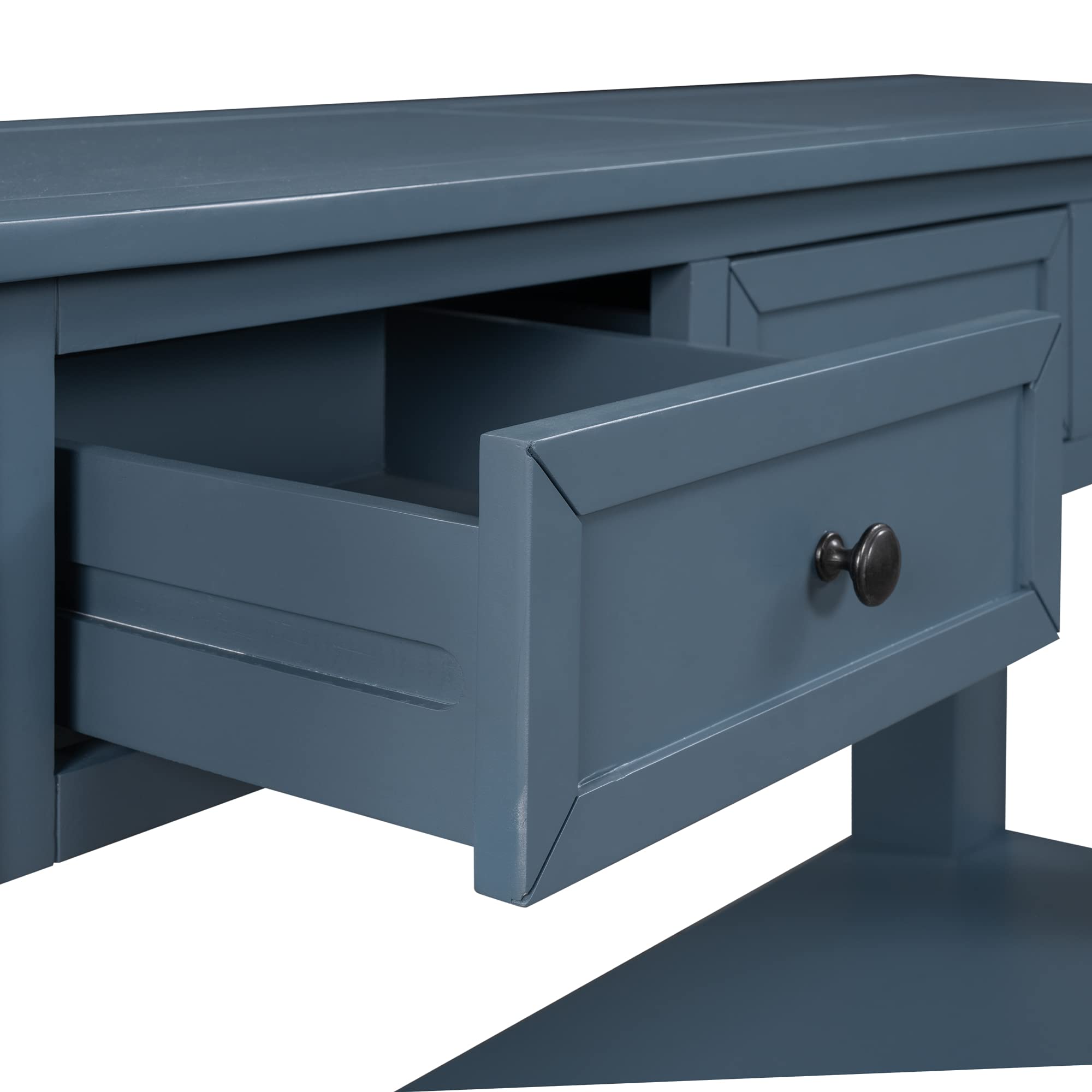 P PURLOVE Blue Console Table with 2 Drawers & Shelf - Entryway Sofa Table for Living Room, Hallway, Bedroom - Modern Narrow Hall Table for Small Spaces & Home Decor