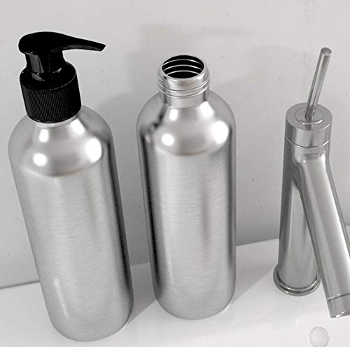 3-Pack 250ml (8.5oz) Stainless Steel Pump Bottle Dispenser - Leak Proof & Refillable for Lotion, Soap, Shampoo - Cosmetic Containers for Kitchen, Bathroom & Shower - Perfect for Countertop Organization (Silver)